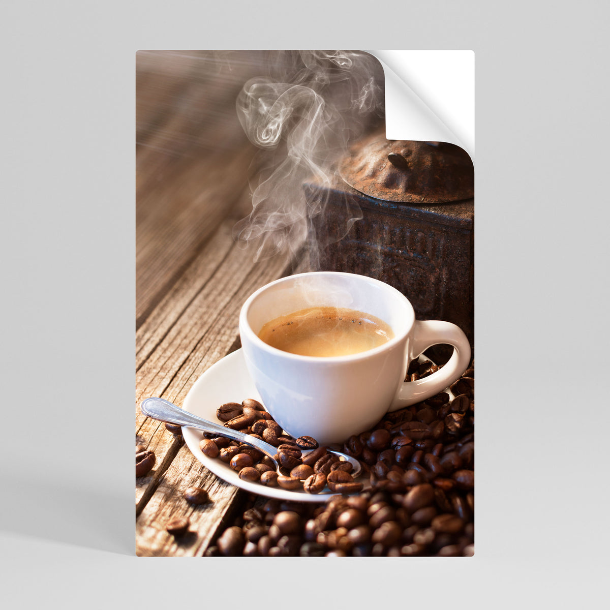 STEAMING BREWED DELIGHT Póster adhesivo vertical