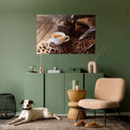 STEAMING BREWED DELIGHT Póster Horizontal Adhesivo