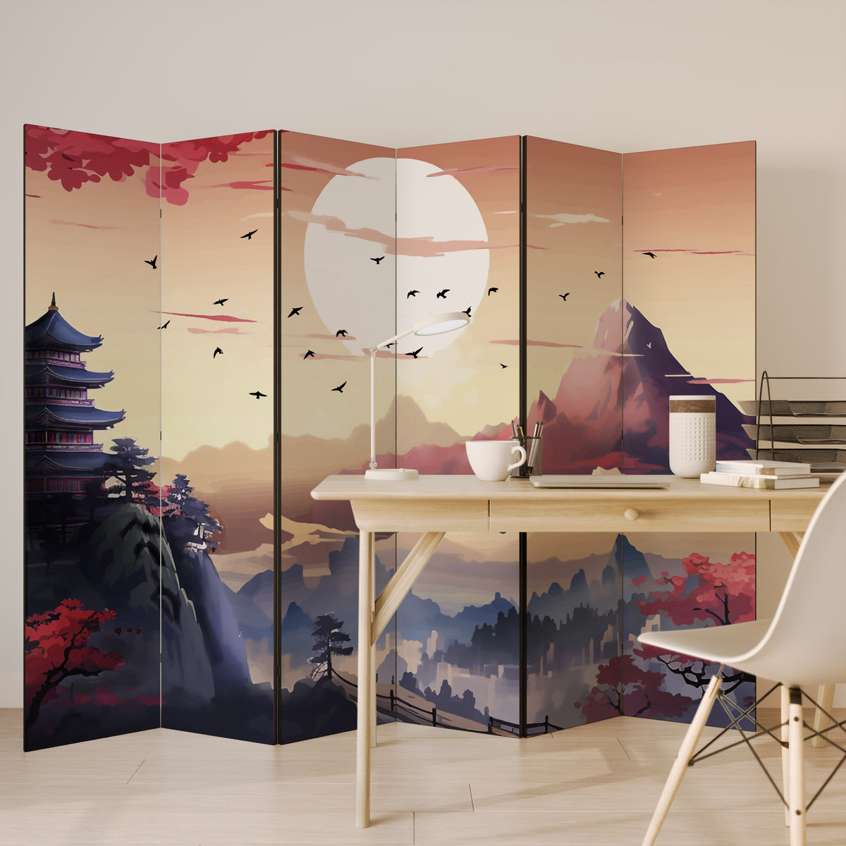 JAPANESE AURA Biombo de 6 paneles