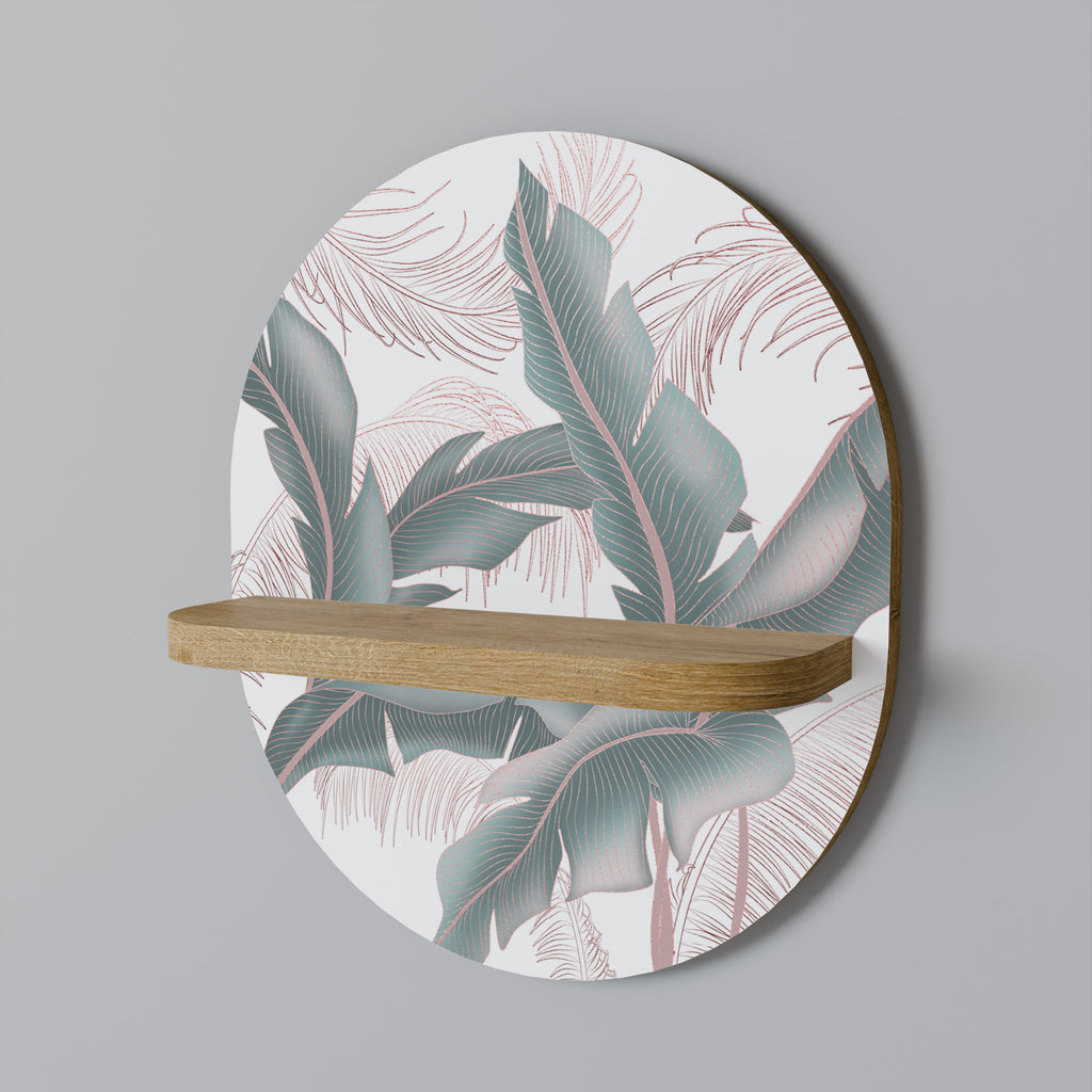 DELICATE BLISS Oval Art Shelf In Oak Effect