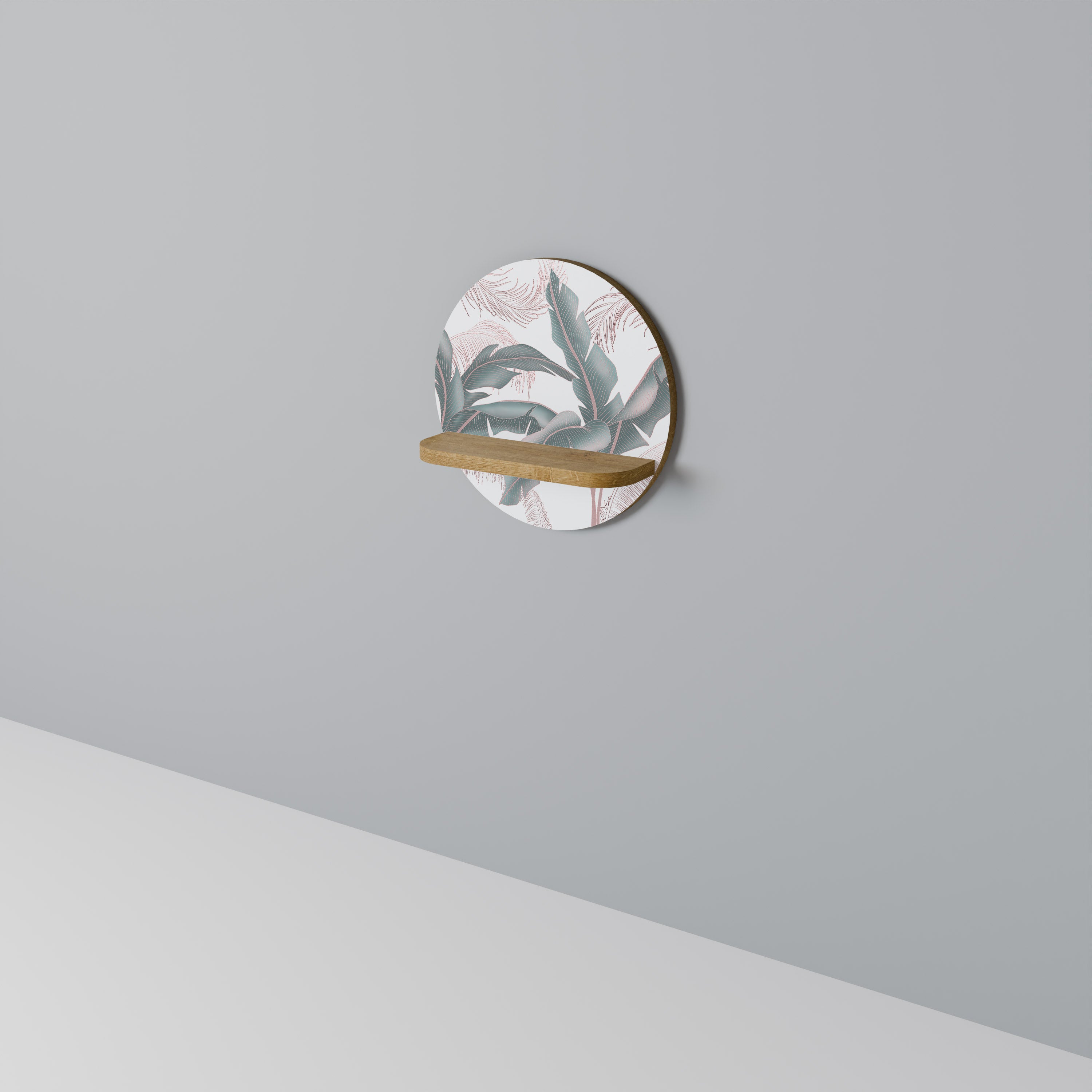 Estantería artística redonda DELICATE BLISS con efecto roble