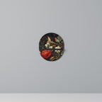 BOTANICAL BIRDSONG Oval Art Shelf In Black Finish