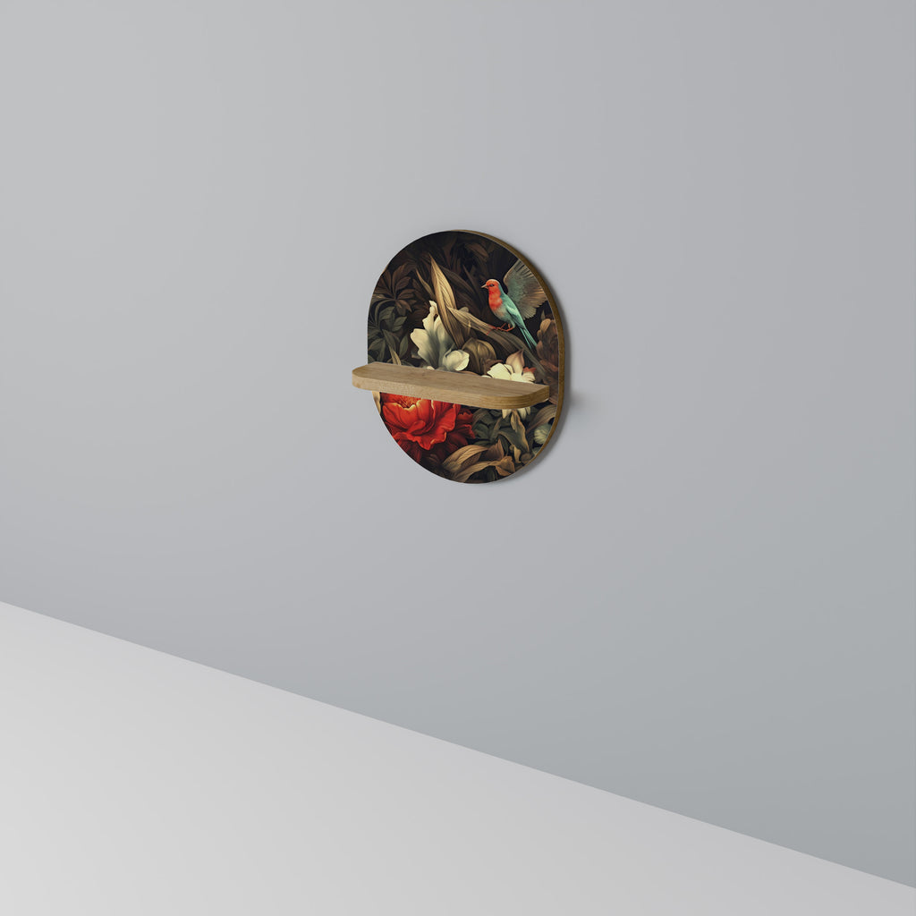 Estantería de arte ovalada con efecto roble BOTANICAL BIRDSONG