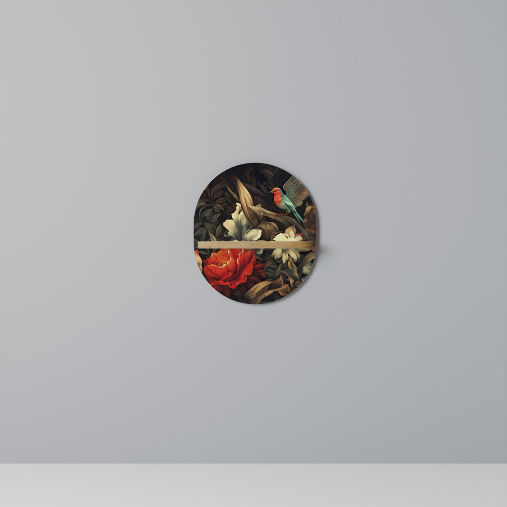 Estantería de arte ovalada con efecto roble BOTANICAL BIRDSONG