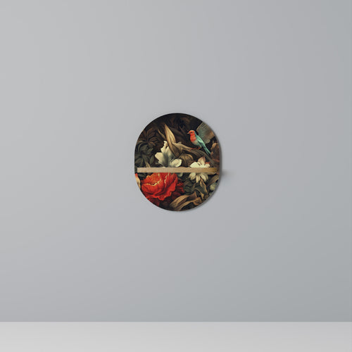 BOTANICAL BIRDSONG Estante Ovalado Decorativo en Efecto Roble