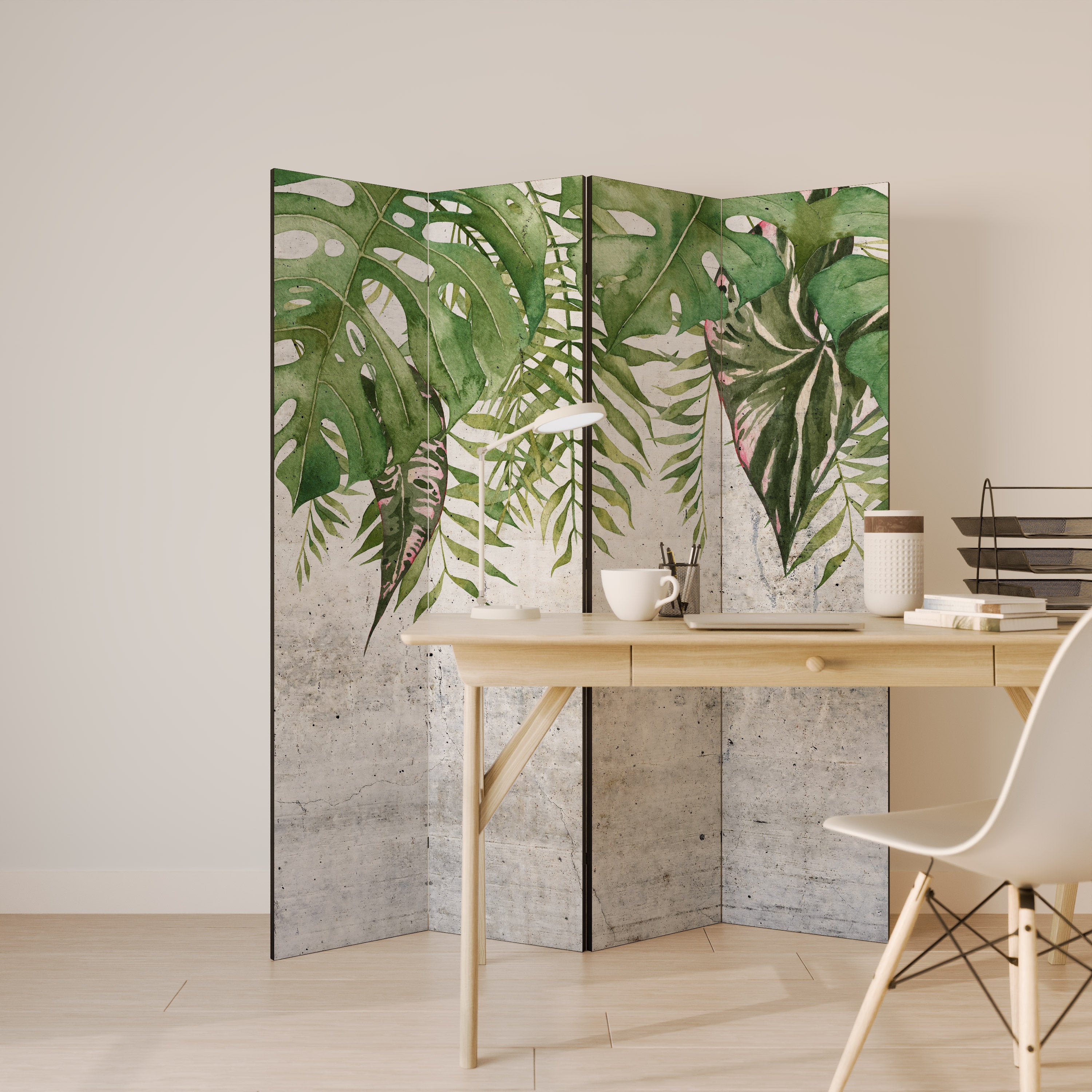 Biombo decorativo de 4 paneles URBAN TROPICS