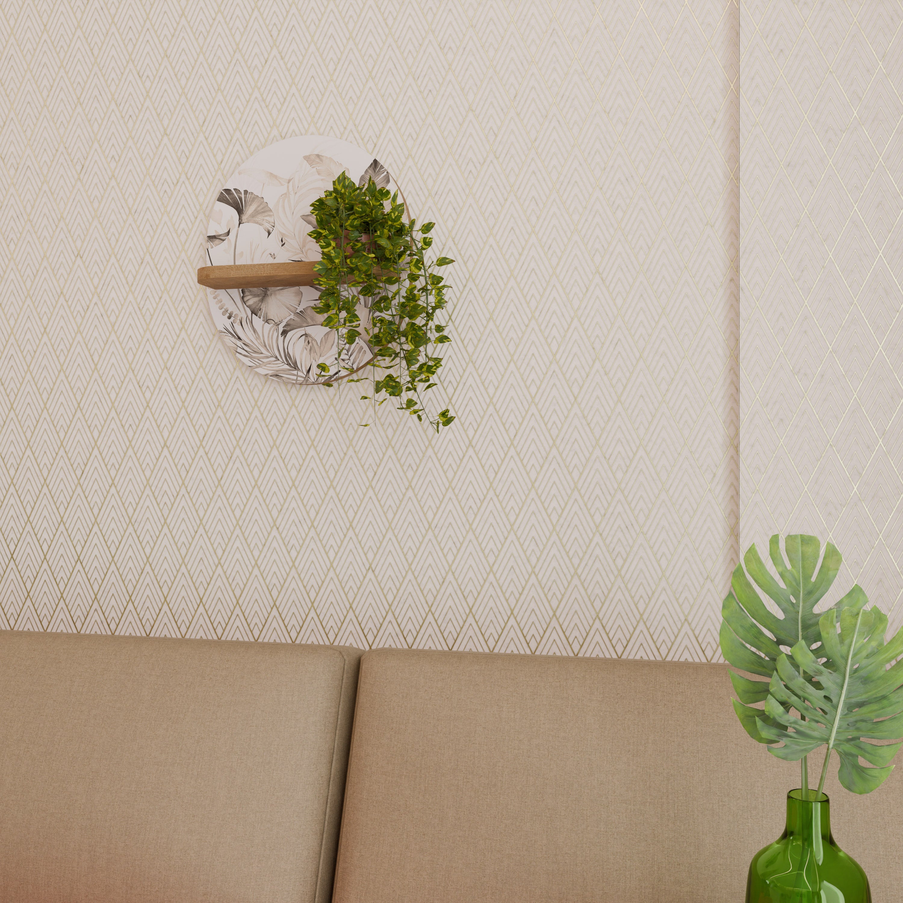 Estantería de arte ovalada WILD TENDERNESS en efecto roble