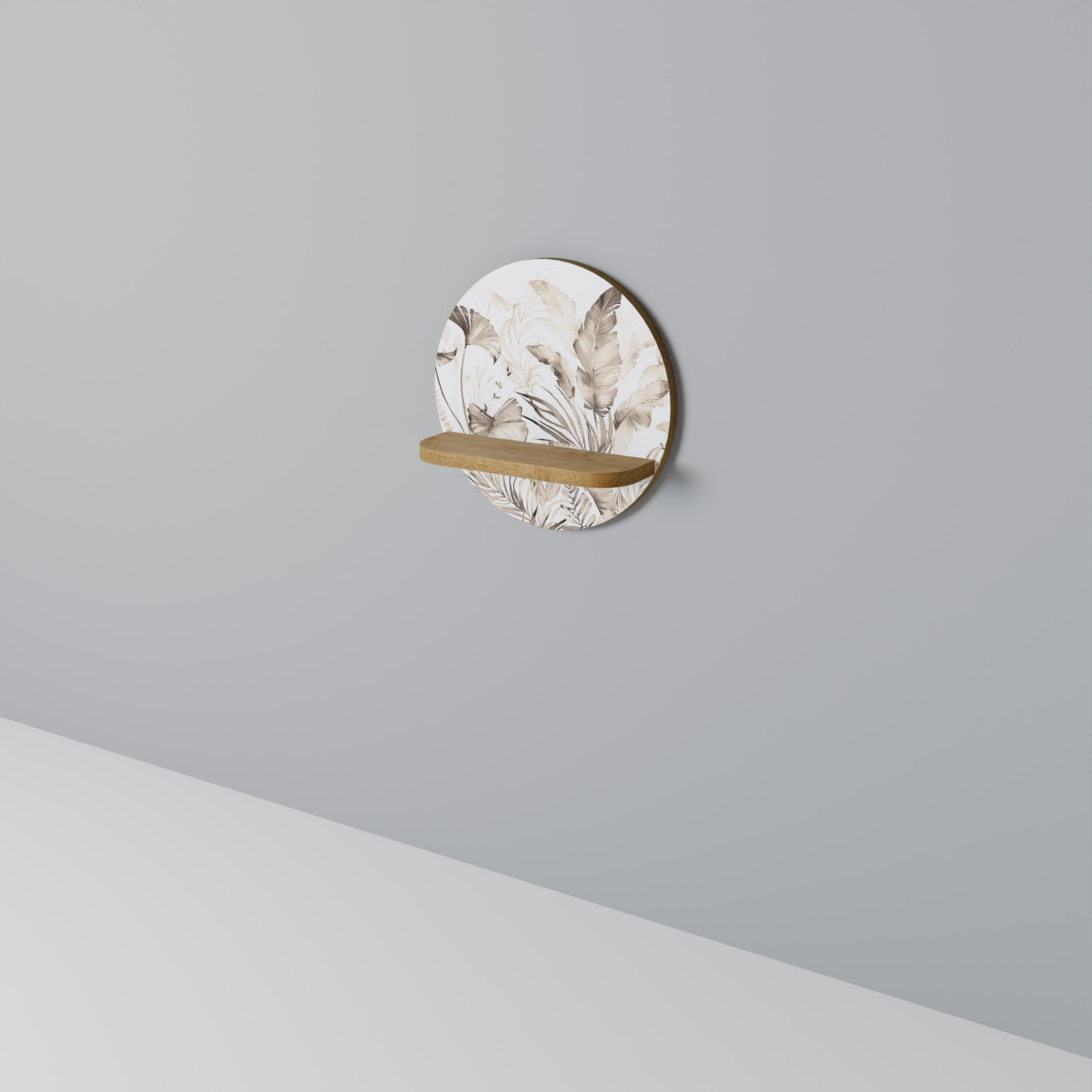 Estantería de arte redonda WILD TENDERNESS en efecto roble