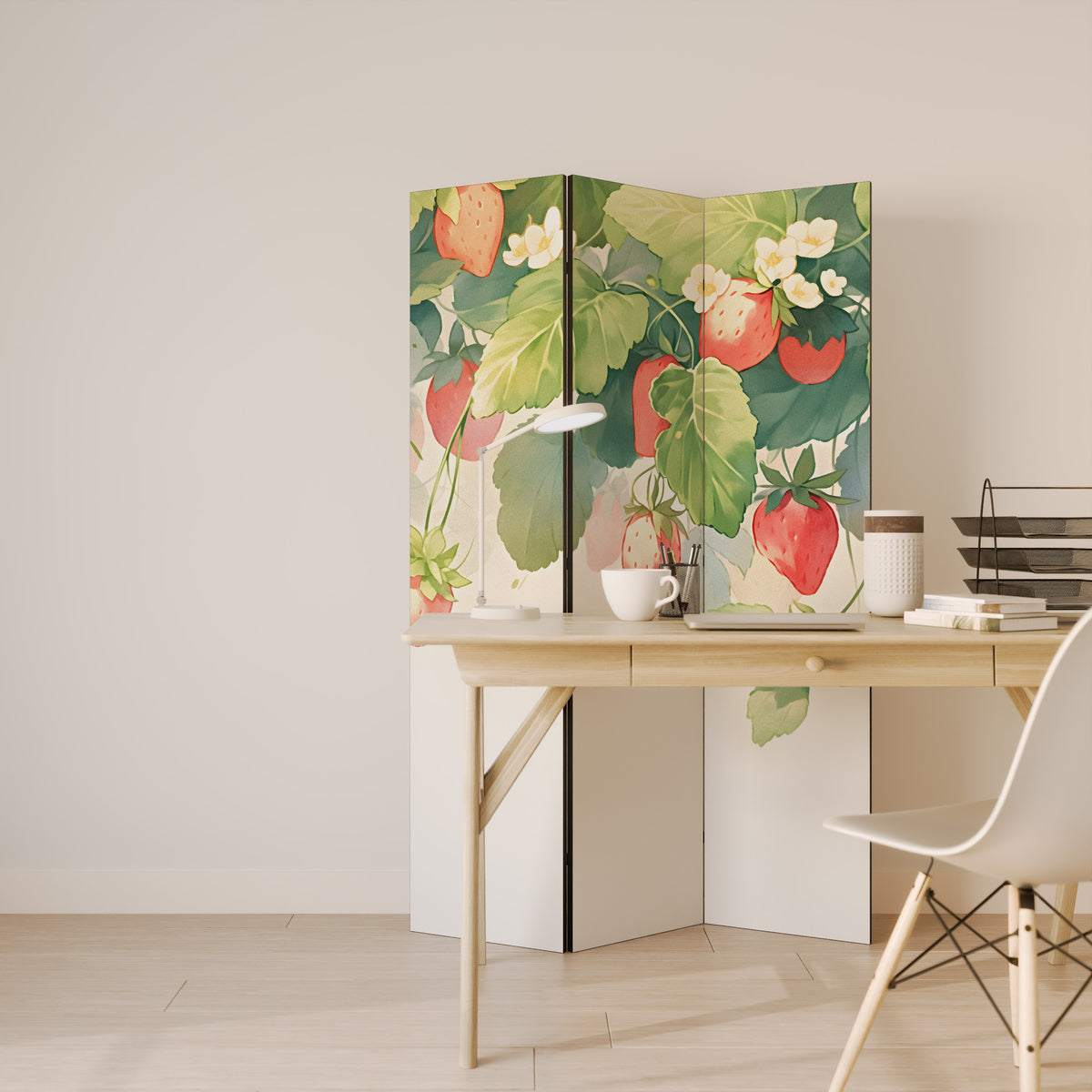 STRAWBERRY DREAMSCAPE Biombo de 3 paneles