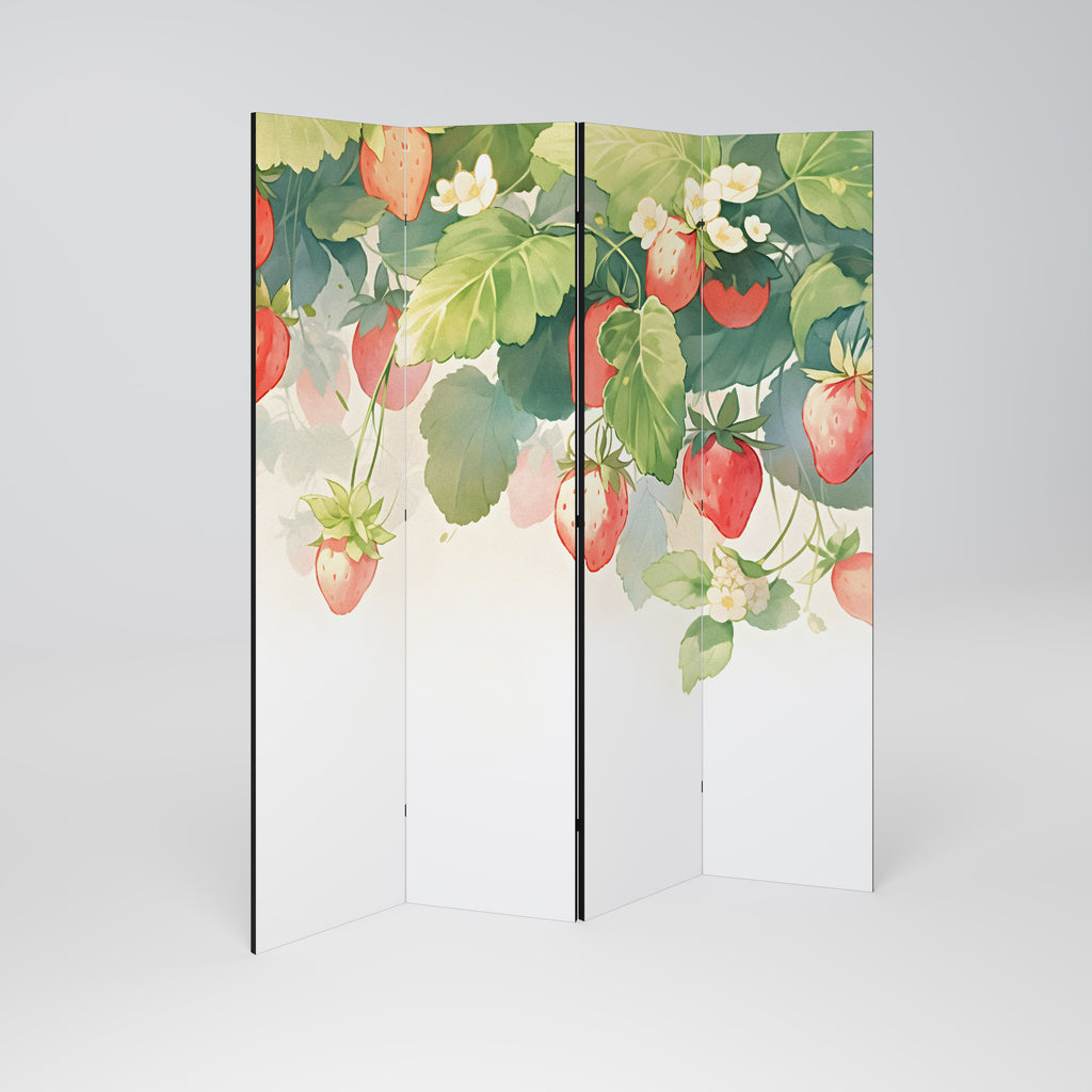 Biombo decorativo de 4 paneles STRAWBERRY DREAMSCAPE