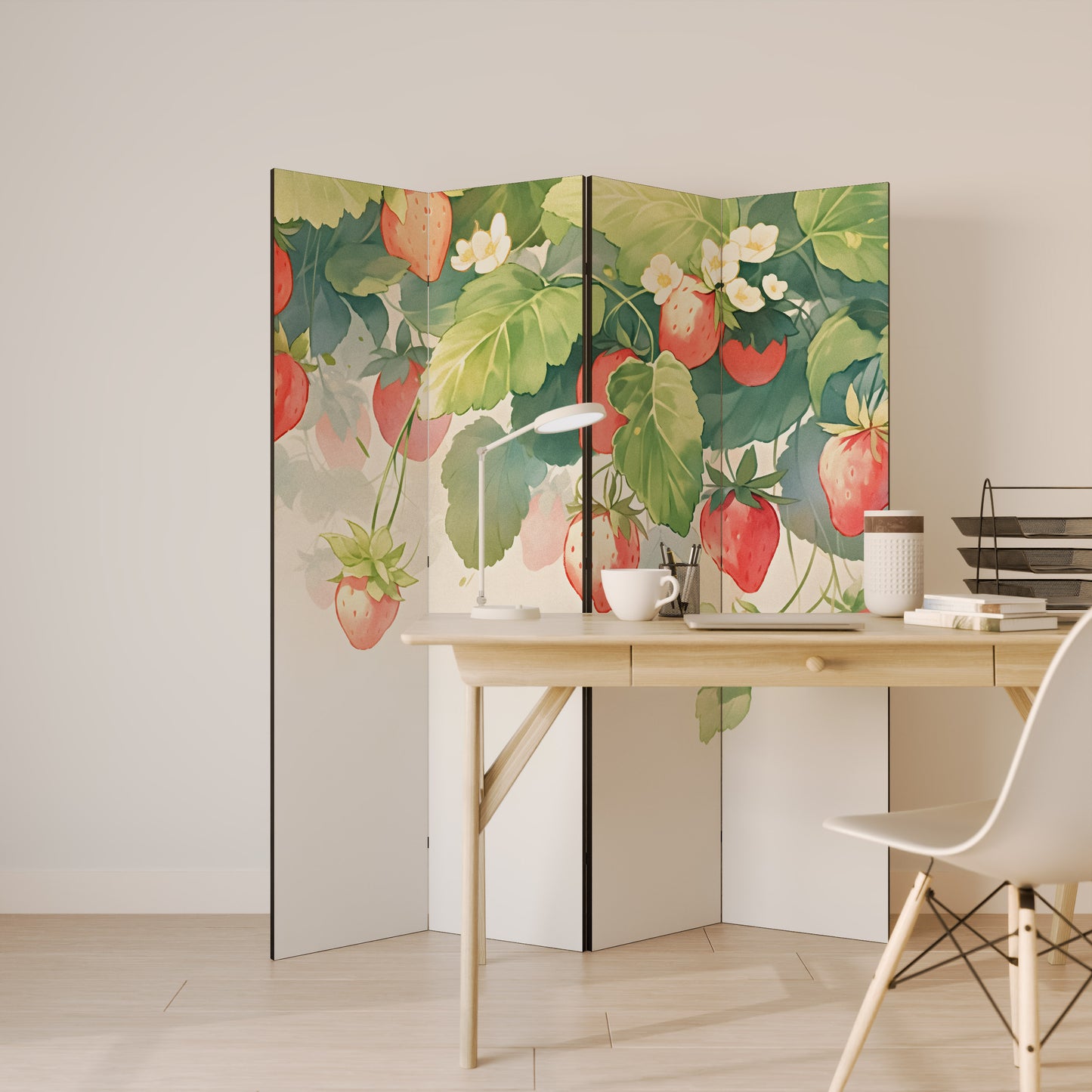 STRAWBERRY DREAMSCAPE Biombo de 4 paneles