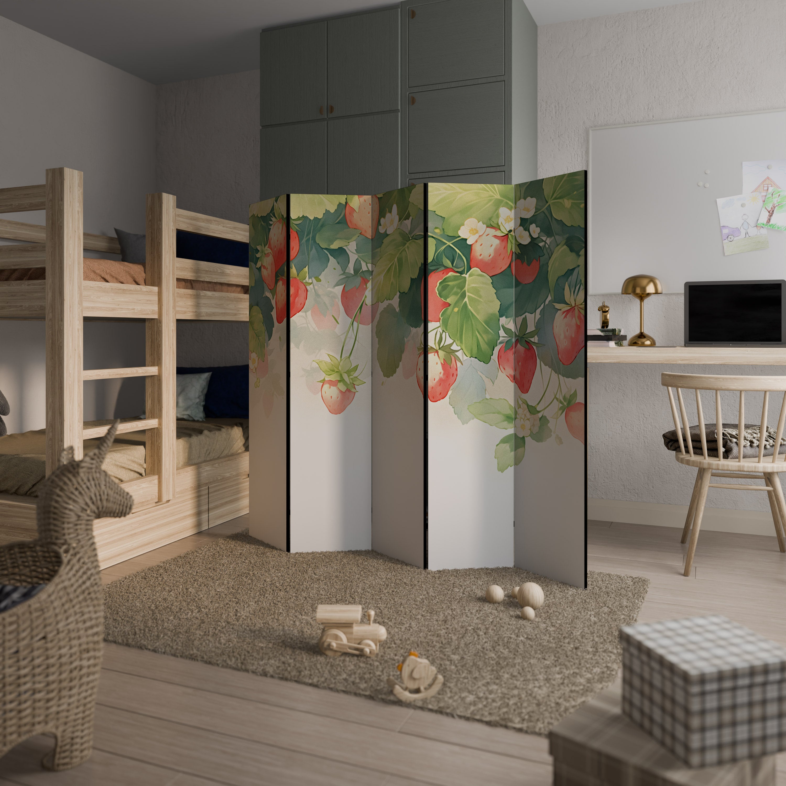 STRAWBERRY DREAMSCAPE 5-Panel Room Divider