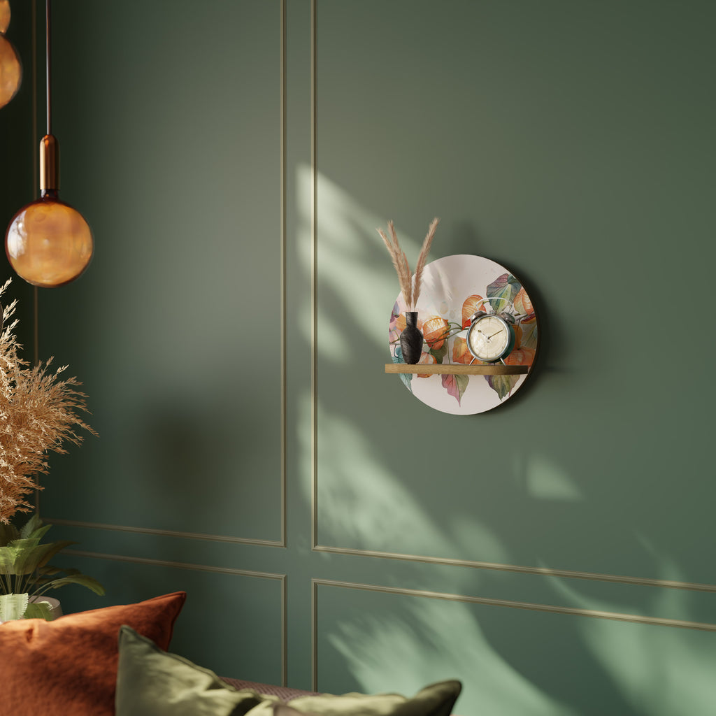 Estantería de arte redonda FLEETING DAYS con efecto roble