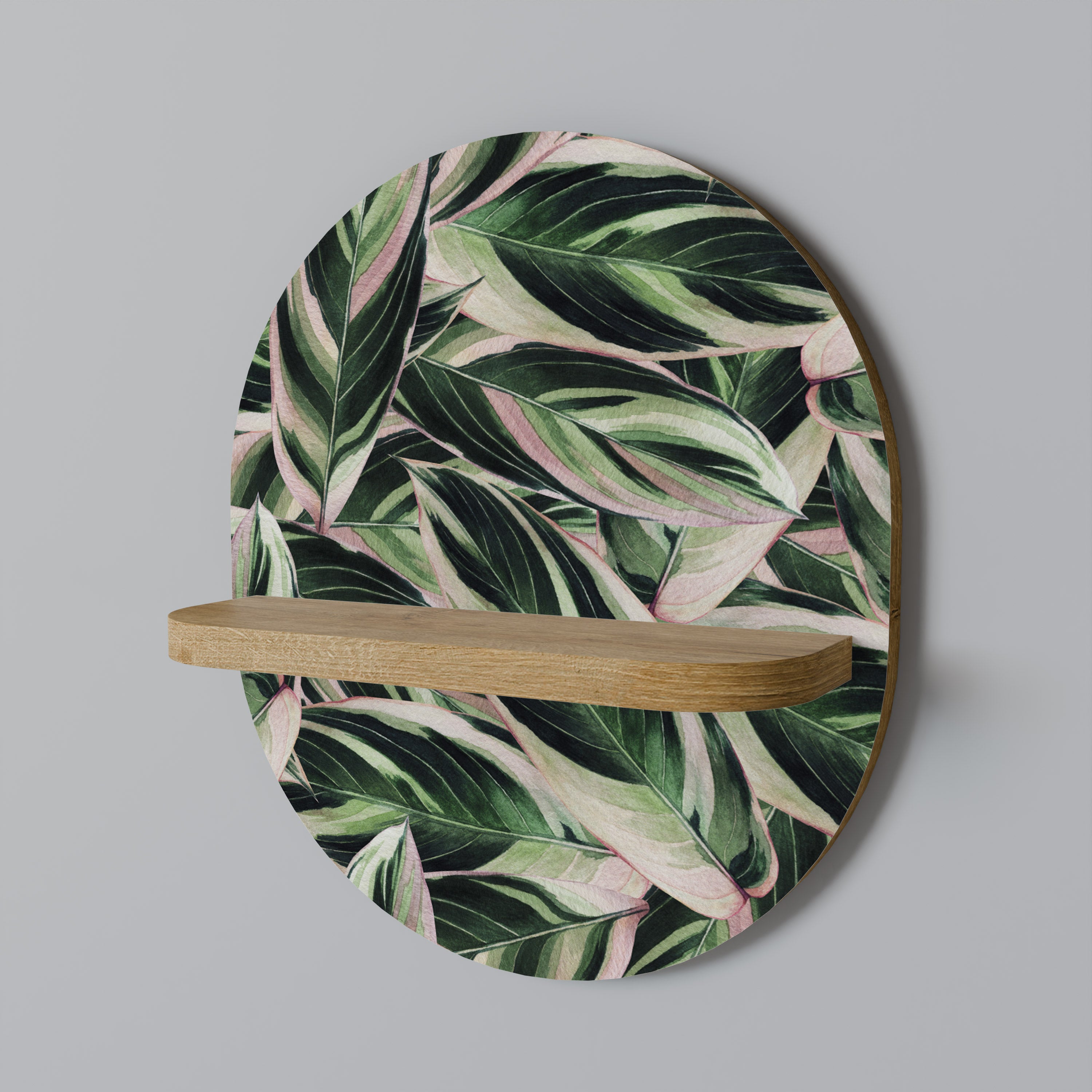 Estantería de arte ovalada EERIE STROMANTHE con efecto roble