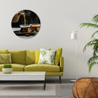 STEAMING SIPS OF SERENITY Round Wall Art