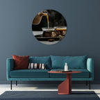 STEAMING SIPS OF SERENITY Round Wall Art