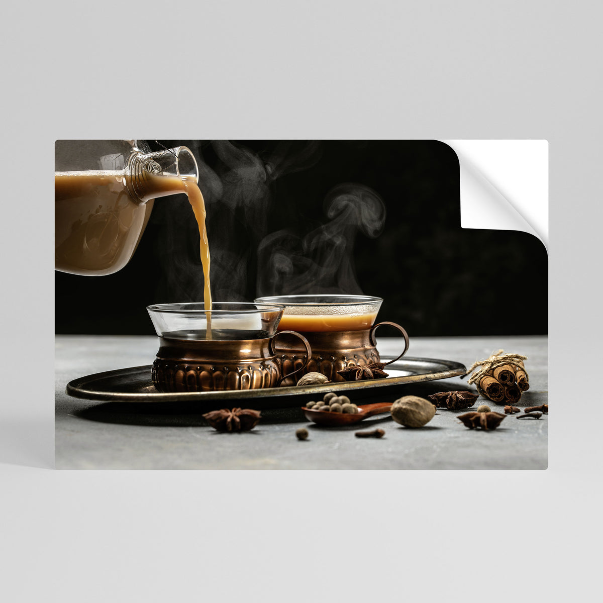 STEAMING SIPS OF SERENITY Póster adhesivo horizontal