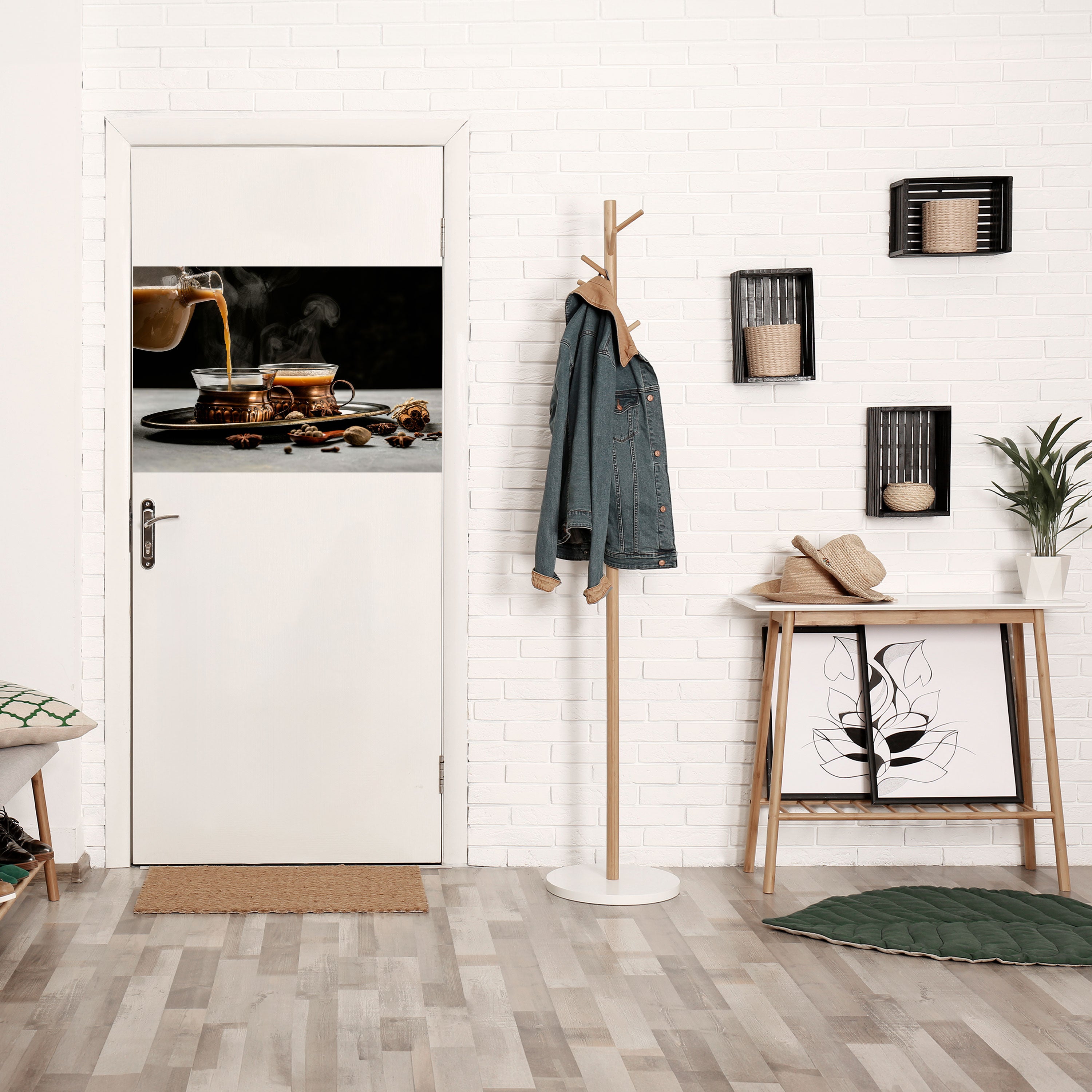 Póster horizontal autoadhesivo "Sorbos humeantes de serenidad"