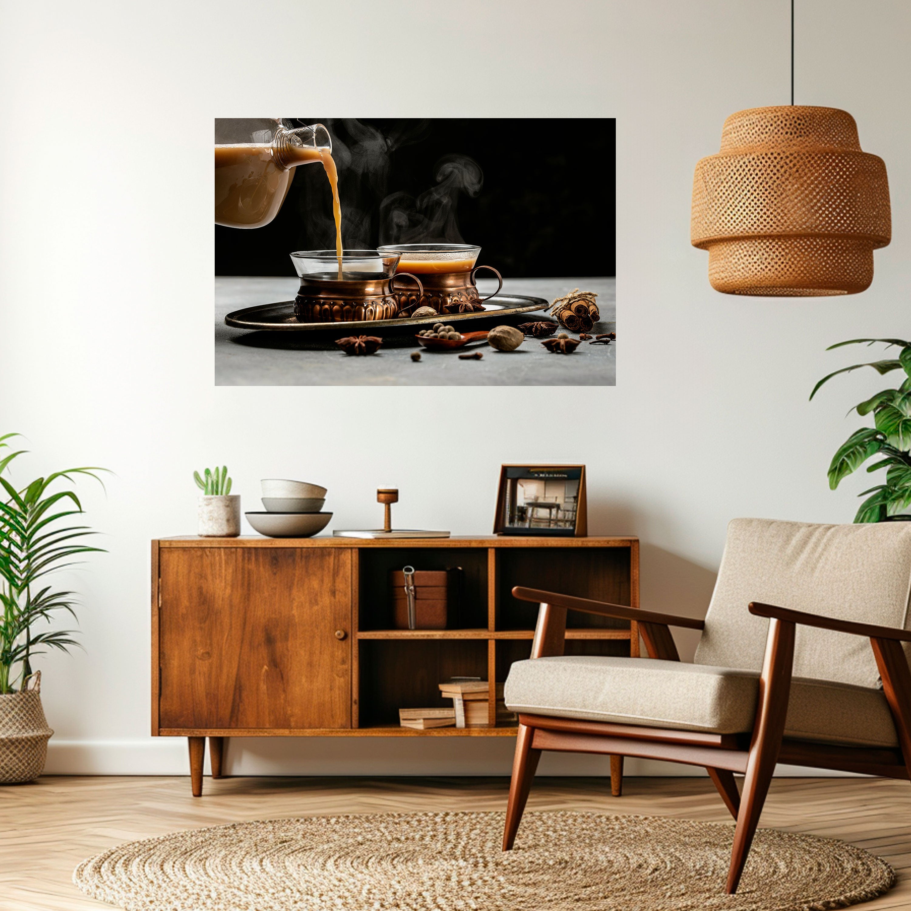 Póster horizontal autoadhesivo "Sorbos humeantes de serenidad"