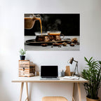 STEAMING SIPS OF SERENITY Peel and Stick Horizontal Poster