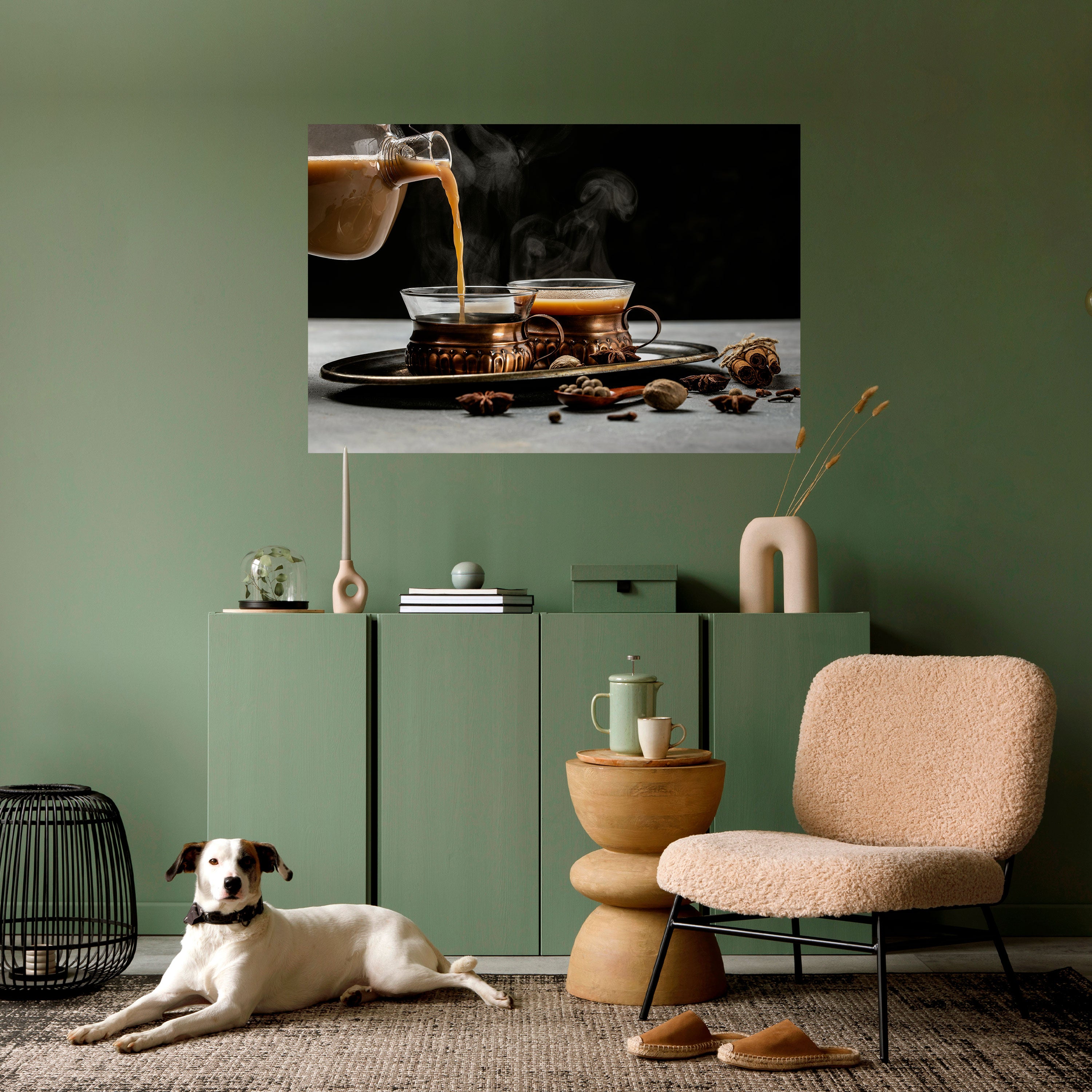 Póster horizontal autoadhesivo "Sorbos humeantes de serenidad"