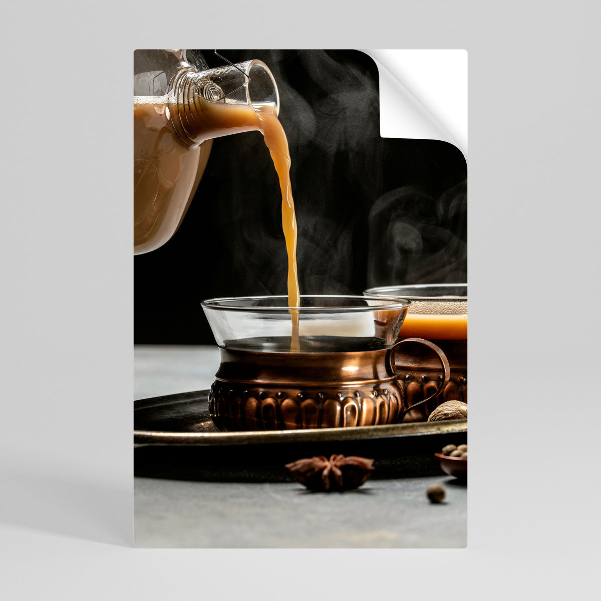 STEAMING SIPS OF SERENITY Póster adhesivo vertical
