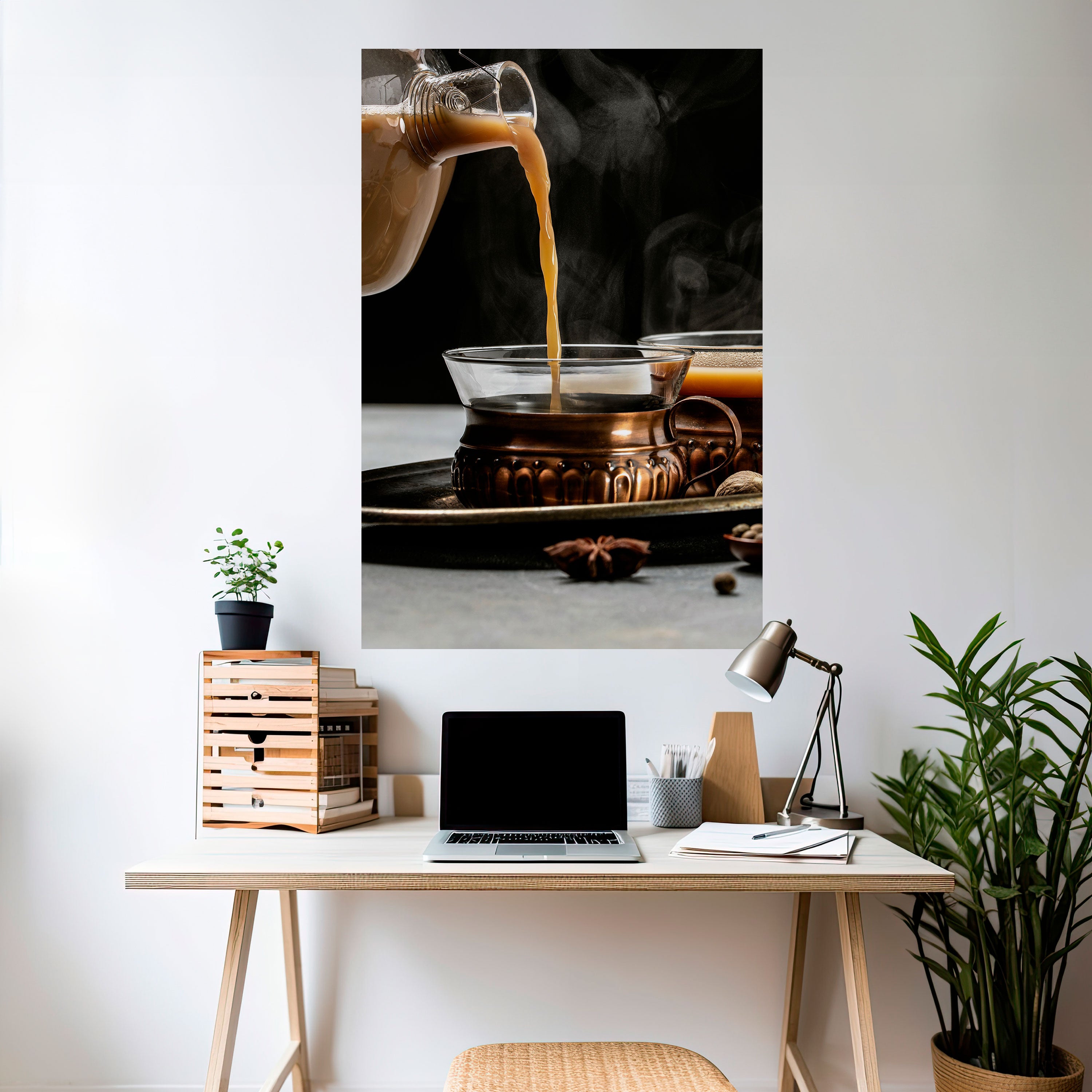 Póster vertical autoadhesivo "Sorbos humeantes de serenidad"