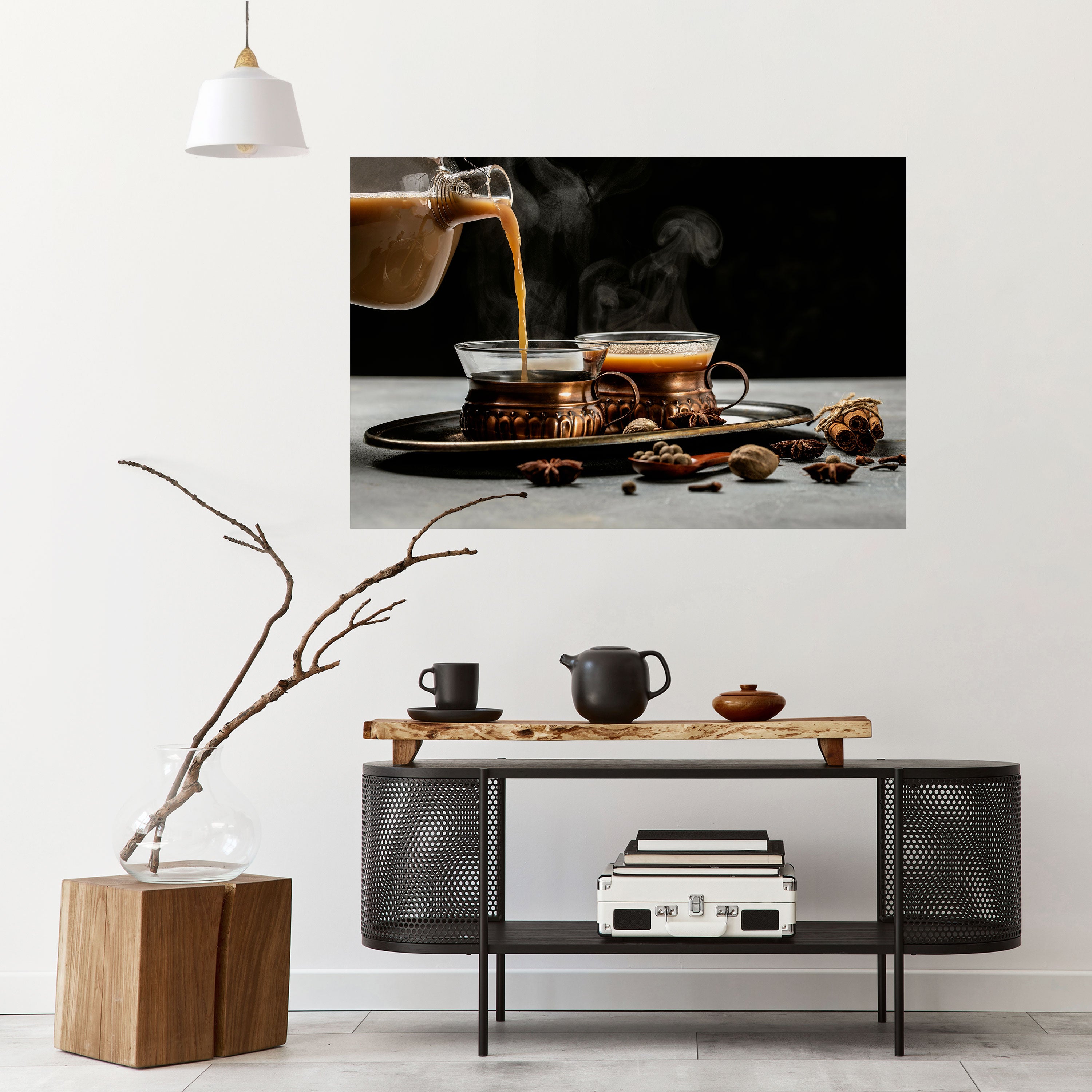 Póster horizontal autoadhesivo "Sorbos humeantes de serenidad"