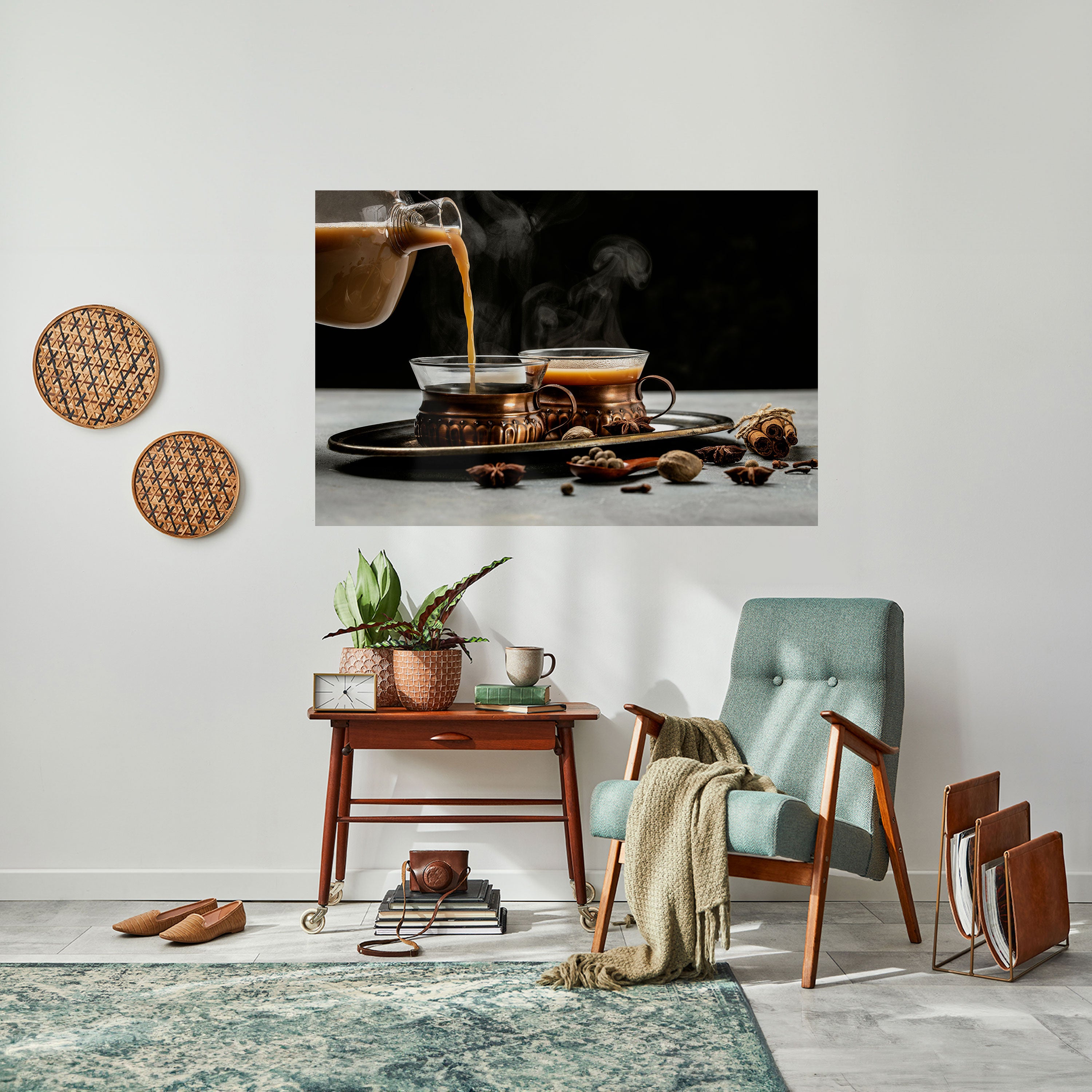 Póster horizontal autoadhesivo "Sorbos humeantes de serenidad"