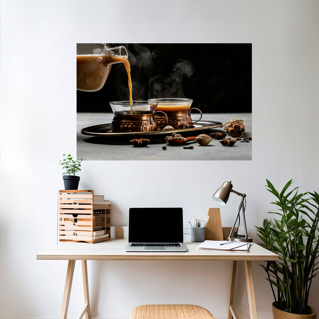 Póster horizontal autoadhesivo "Sorbos humeantes de serenidad"