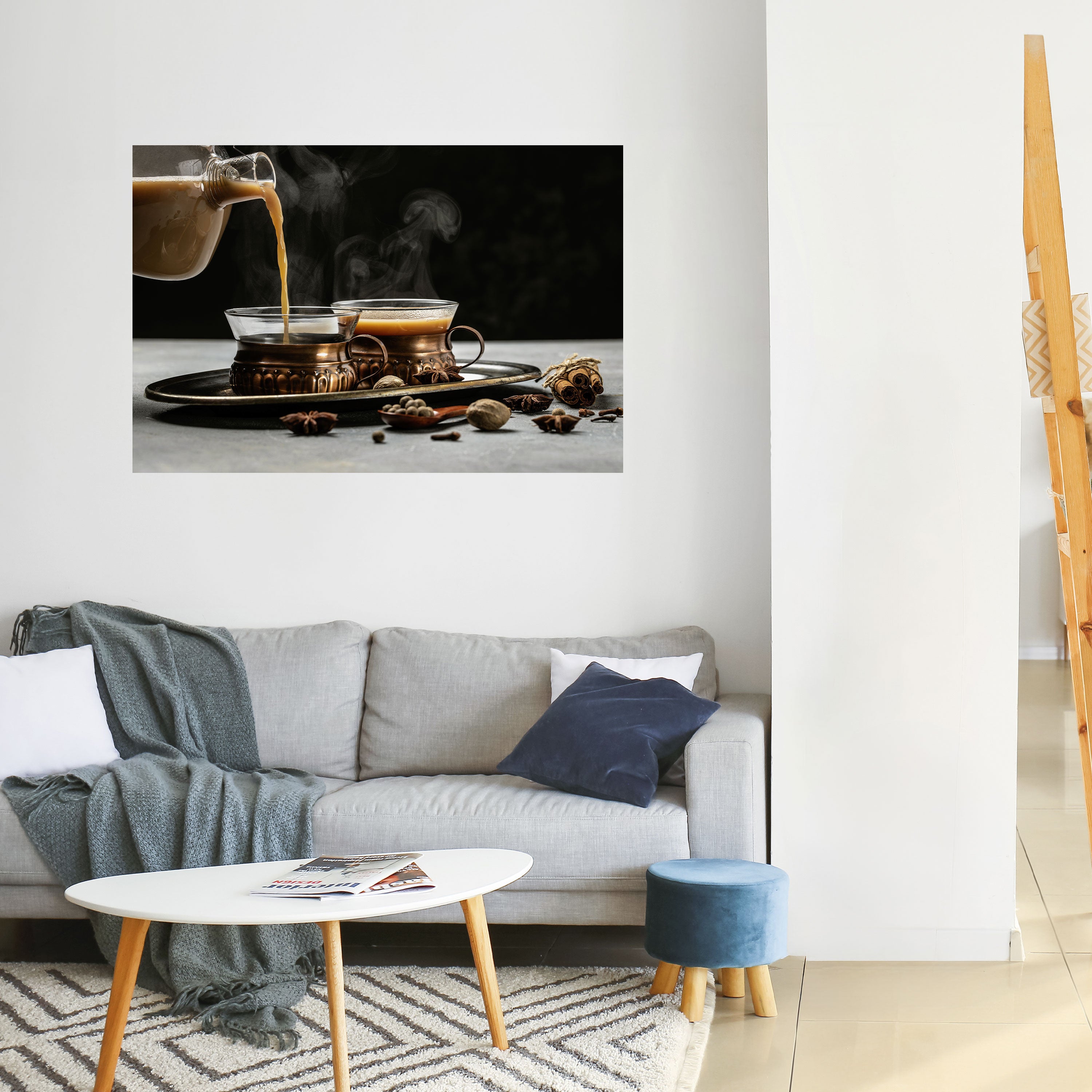 Póster horizontal autoadhesivo "Sorbos humeantes de serenidad"