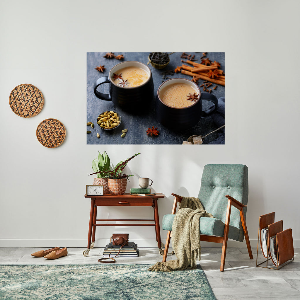 CALIDEZ EN UNA TAZA Póster horizontal autoadhesivo