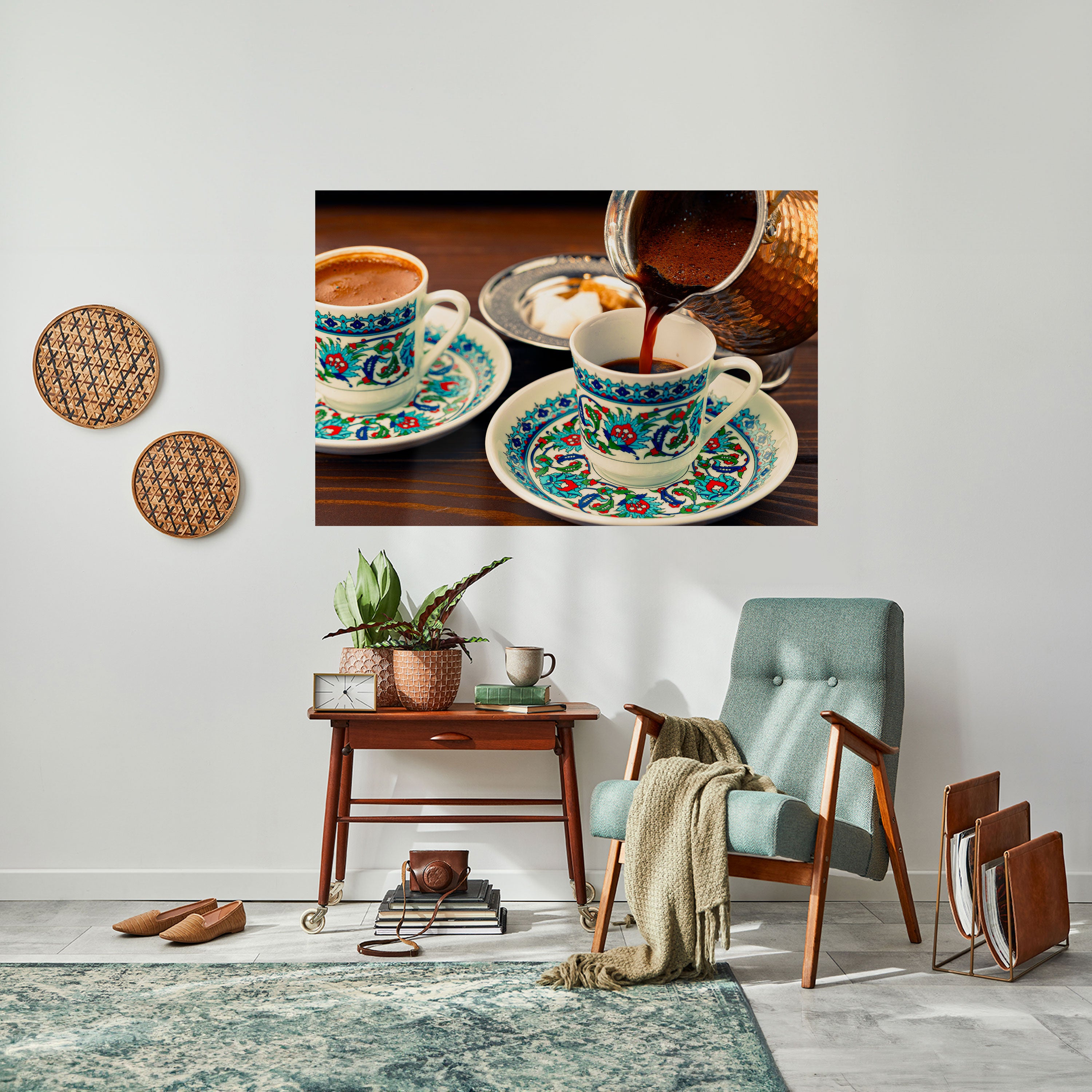 TRADICIÓN EN UNA TAZA Póster horizontal autoadhesivo