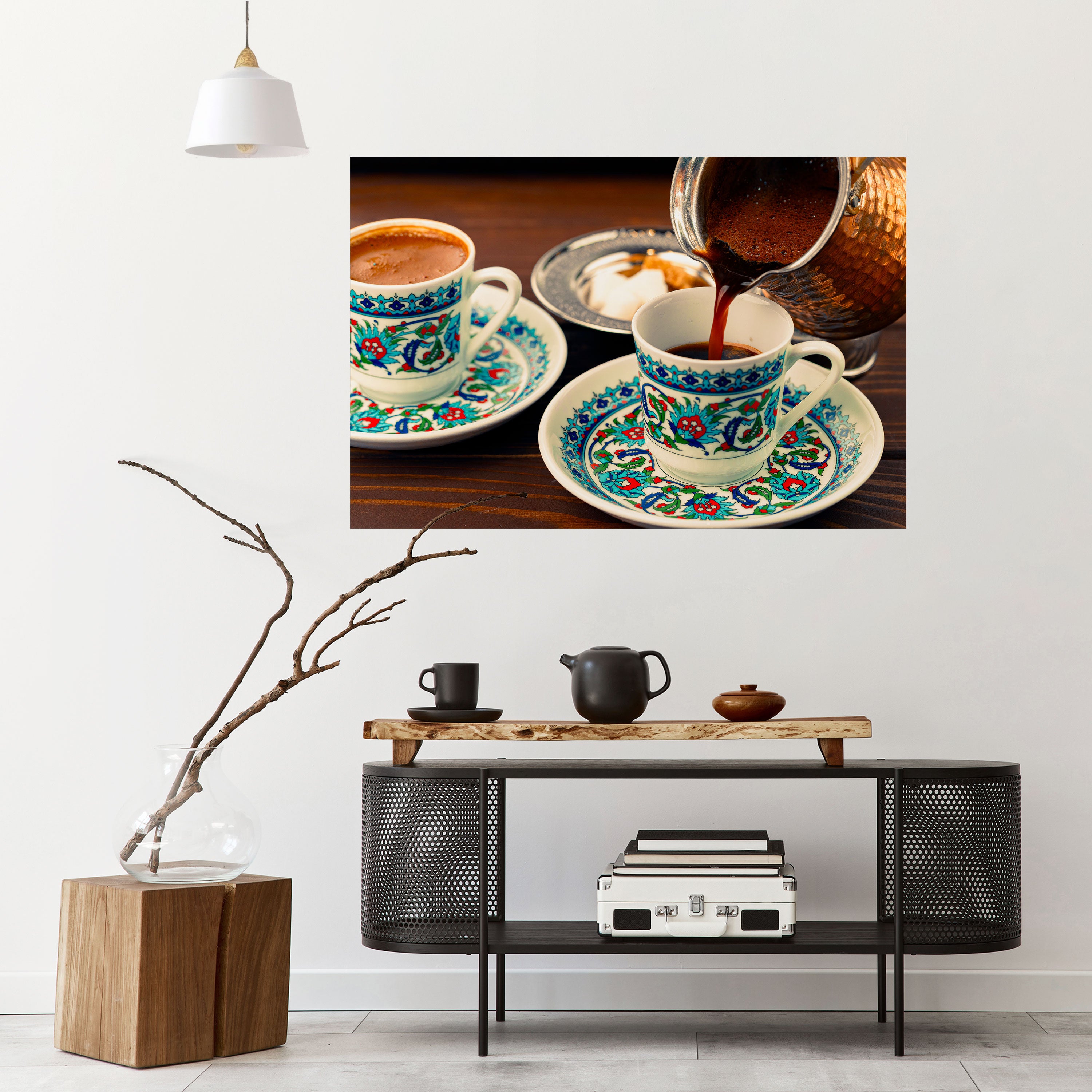 TRADICIÓN EN UNA TAZA Póster horizontal autoadhesivo