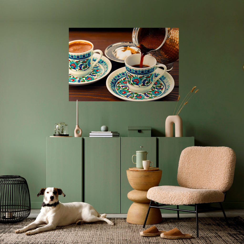 TRADICIÓN EN UNA TAZA Póster horizontal autoadhesivo