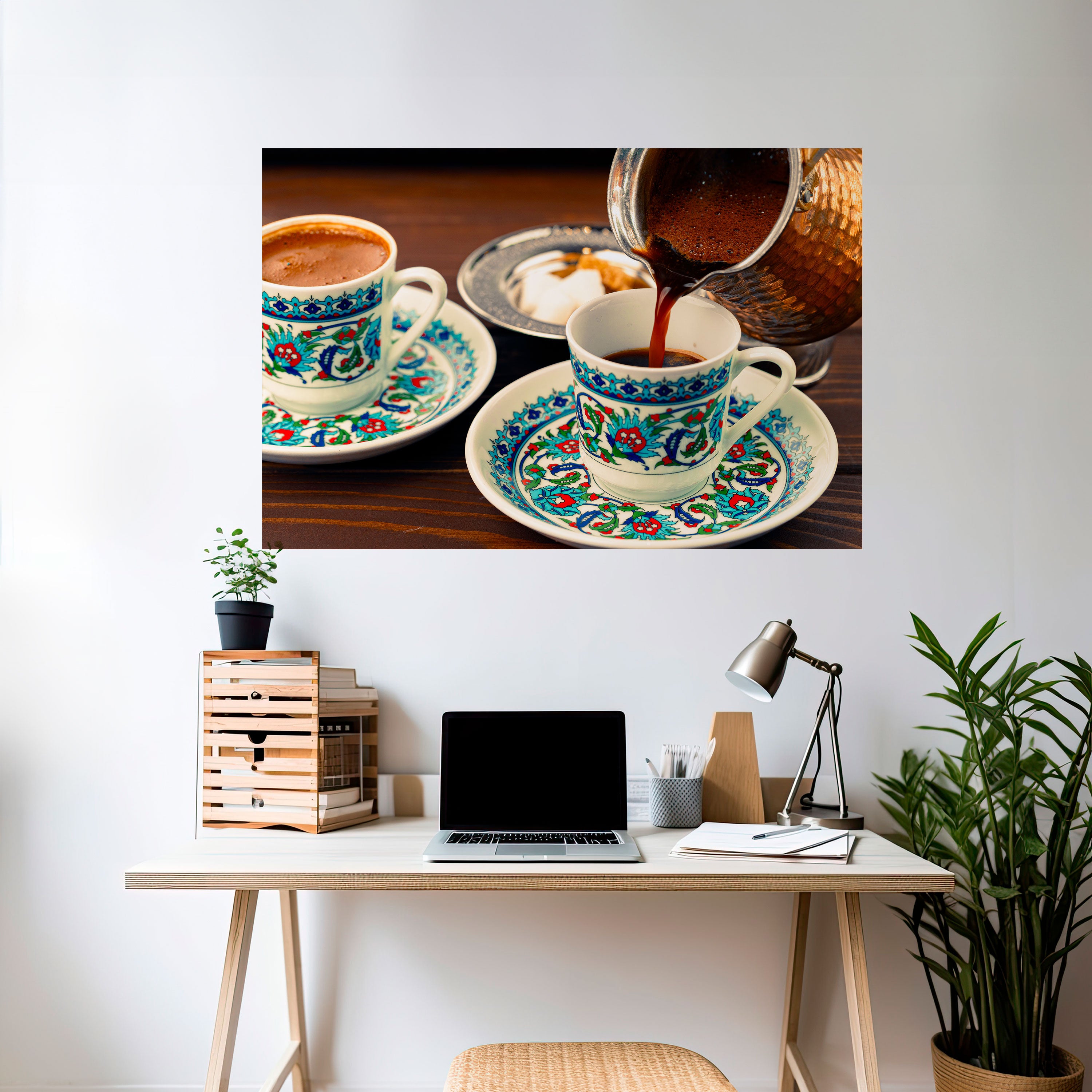 TRADICIÓN EN UNA TAZA Póster horizontal autoadhesivo