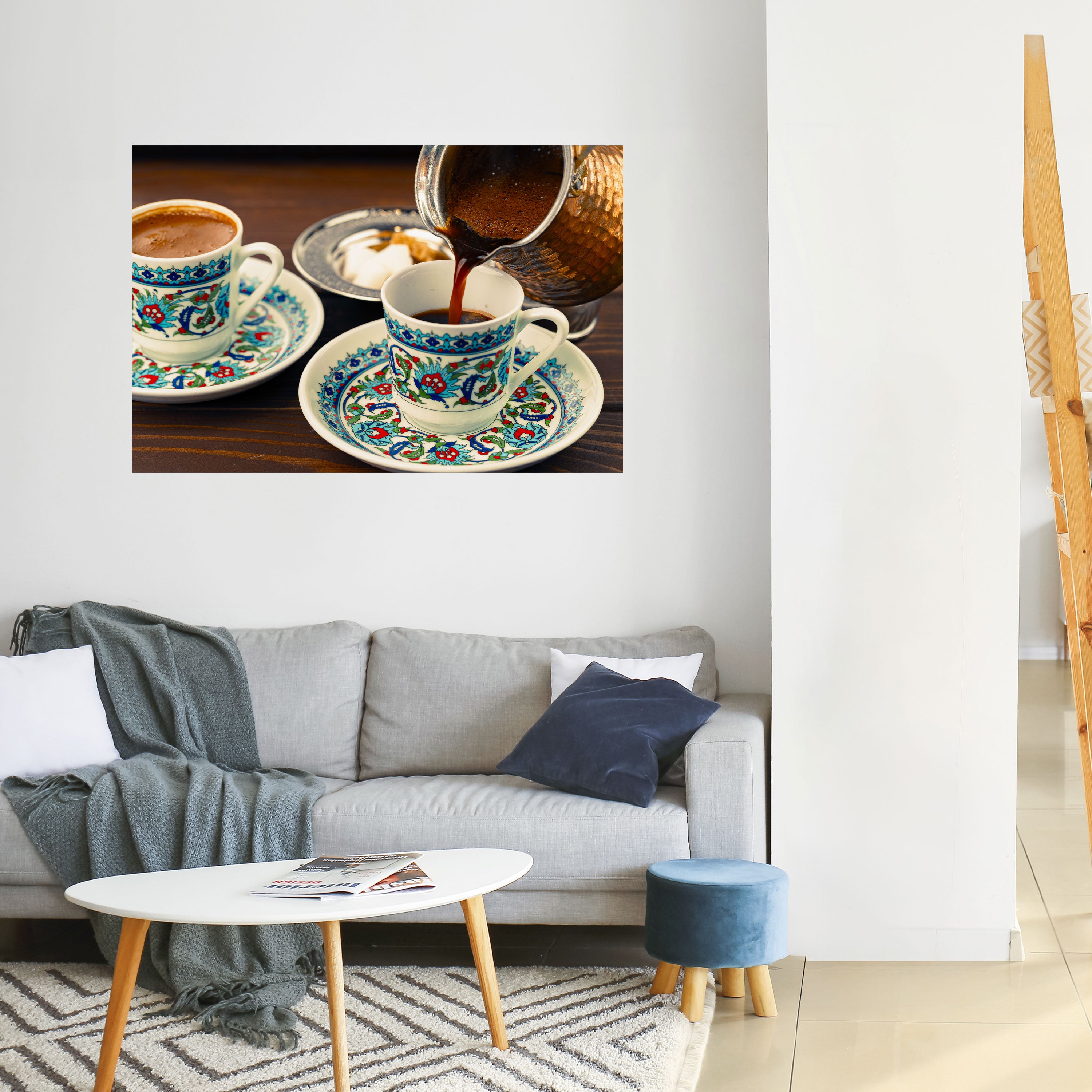 TRADICIÓN EN UNA TAZA Póster horizontal autoadhesivo