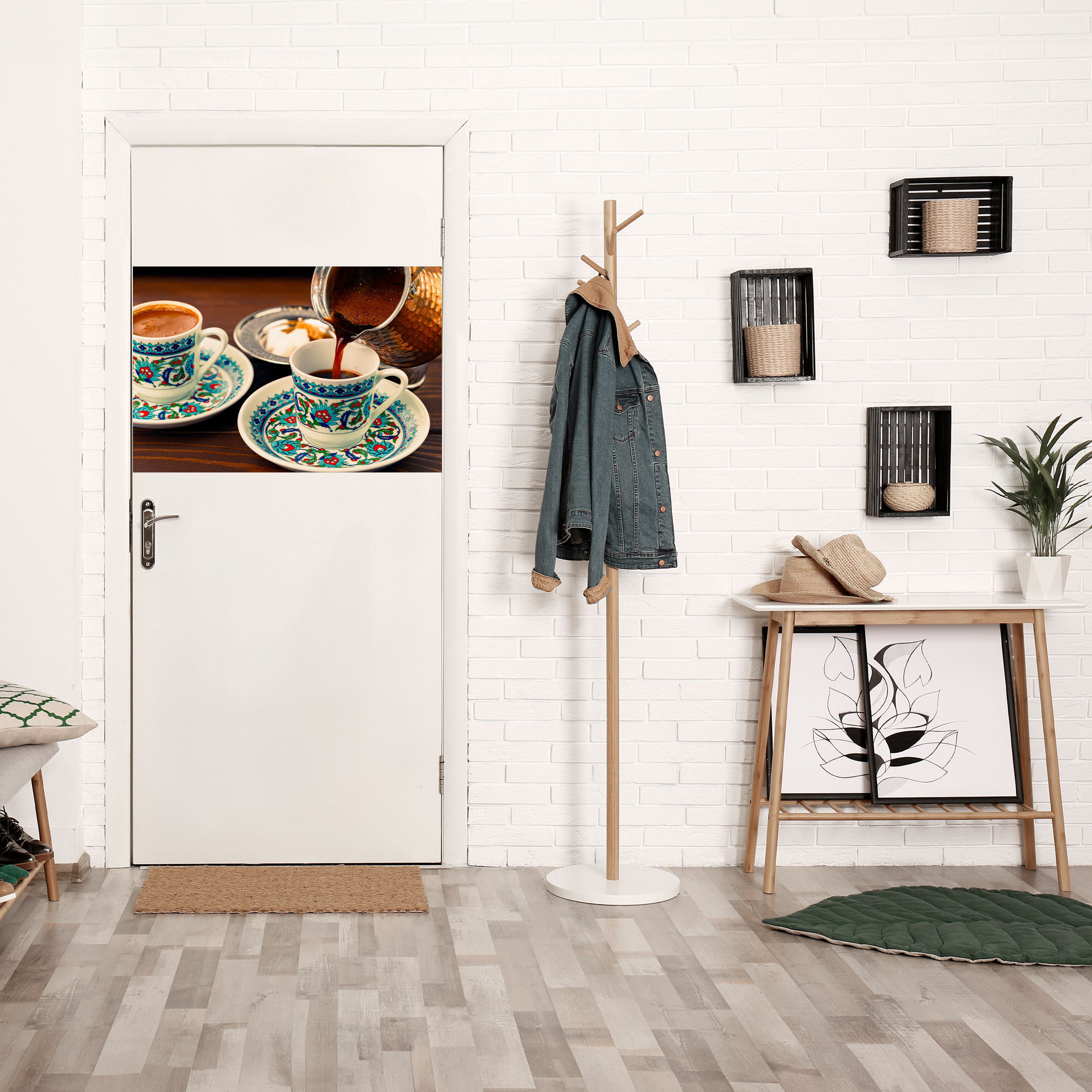 TRADICIÓN EN UNA TAZA Póster horizontal autoadhesivo