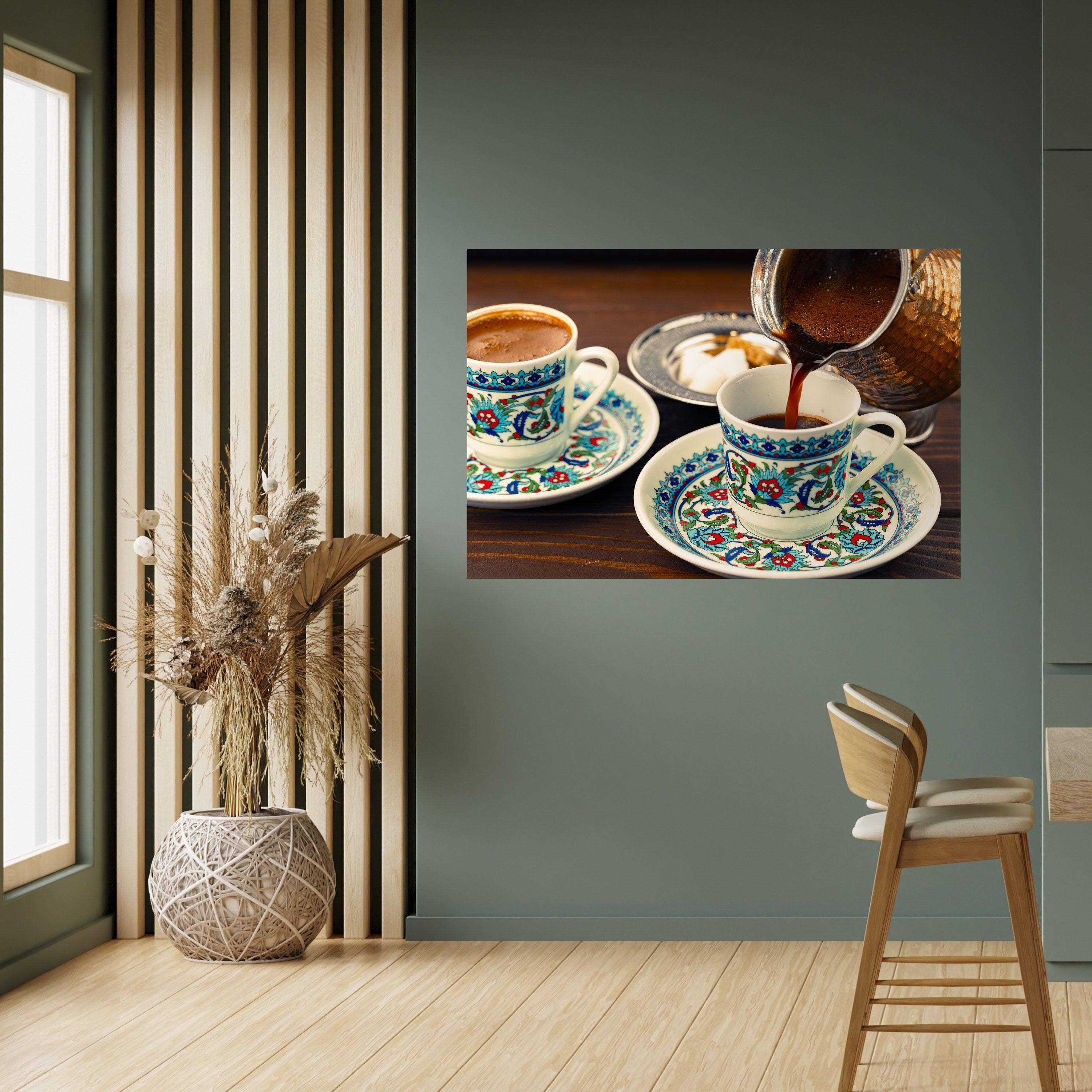 TRADICIÓN EN UNA TAZA Póster horizontal autoadhesivo