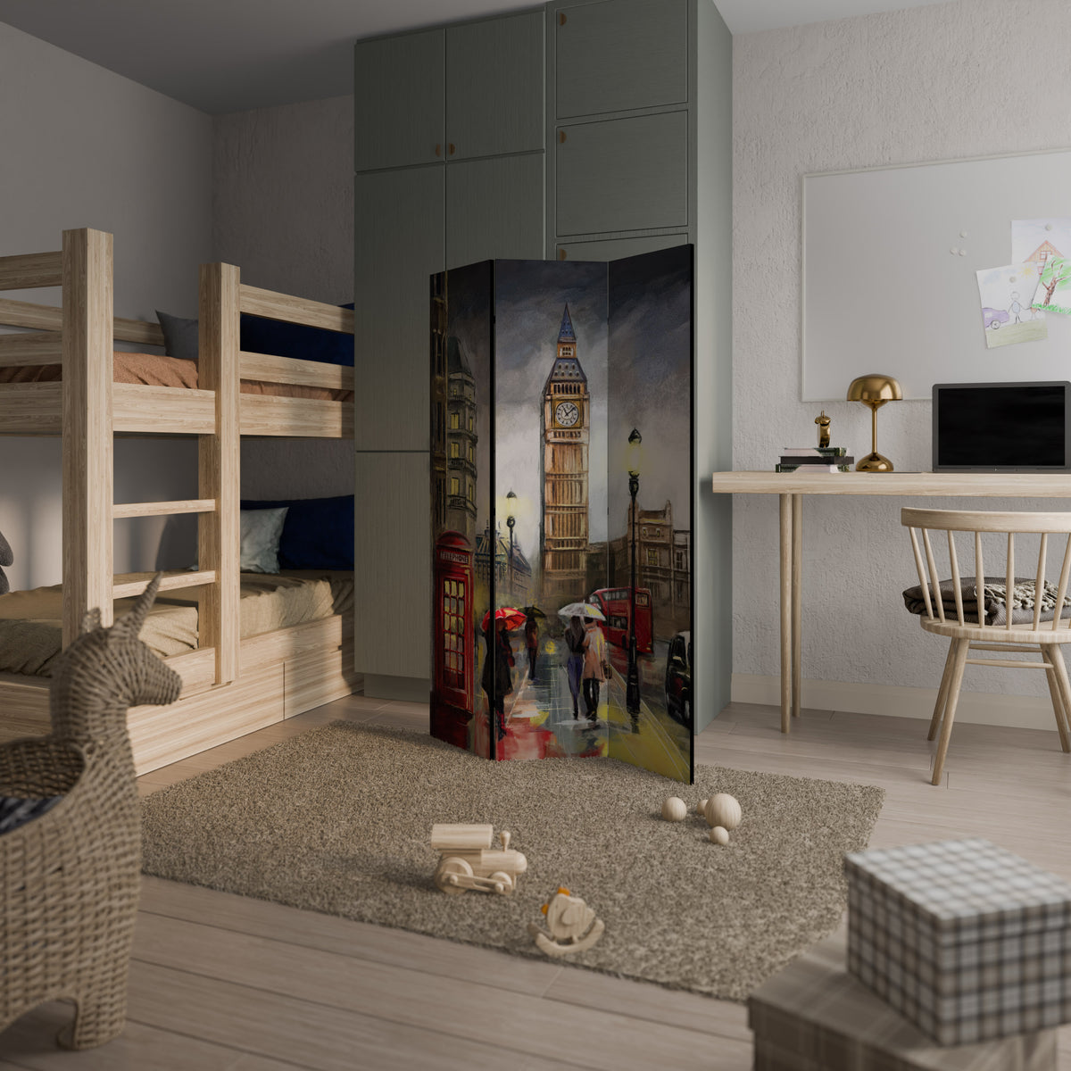 LONDON'S TIMELESS VIBES Biombo de 3 paneles