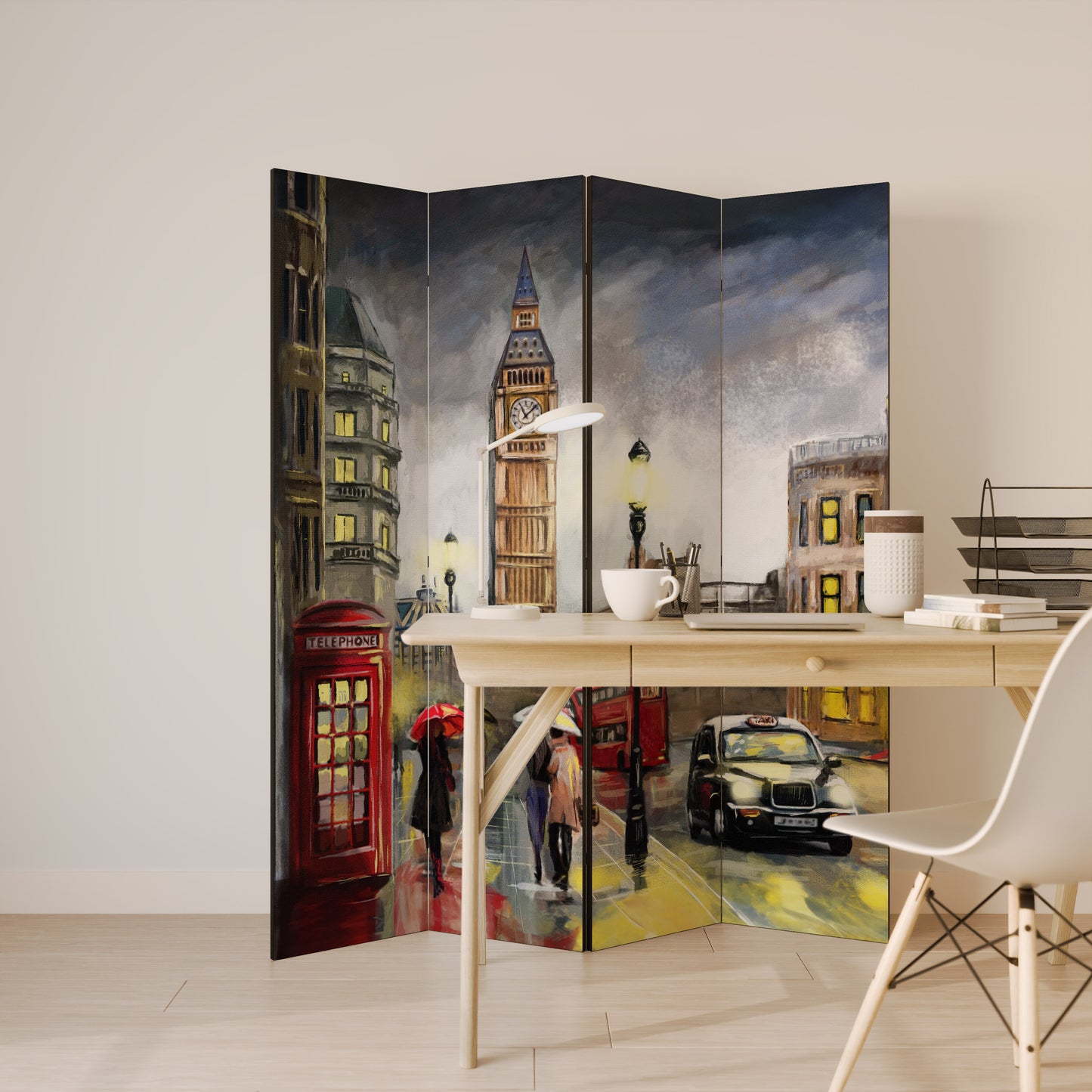 LONDON'S TIMELESS VIBES Biombo de 4 paneles