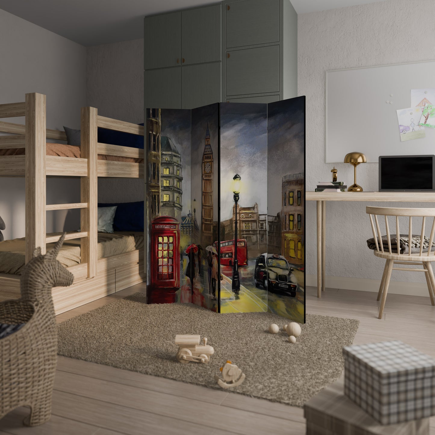 LONDON'S TIMELESS VIBES Biombo de 4 paneles