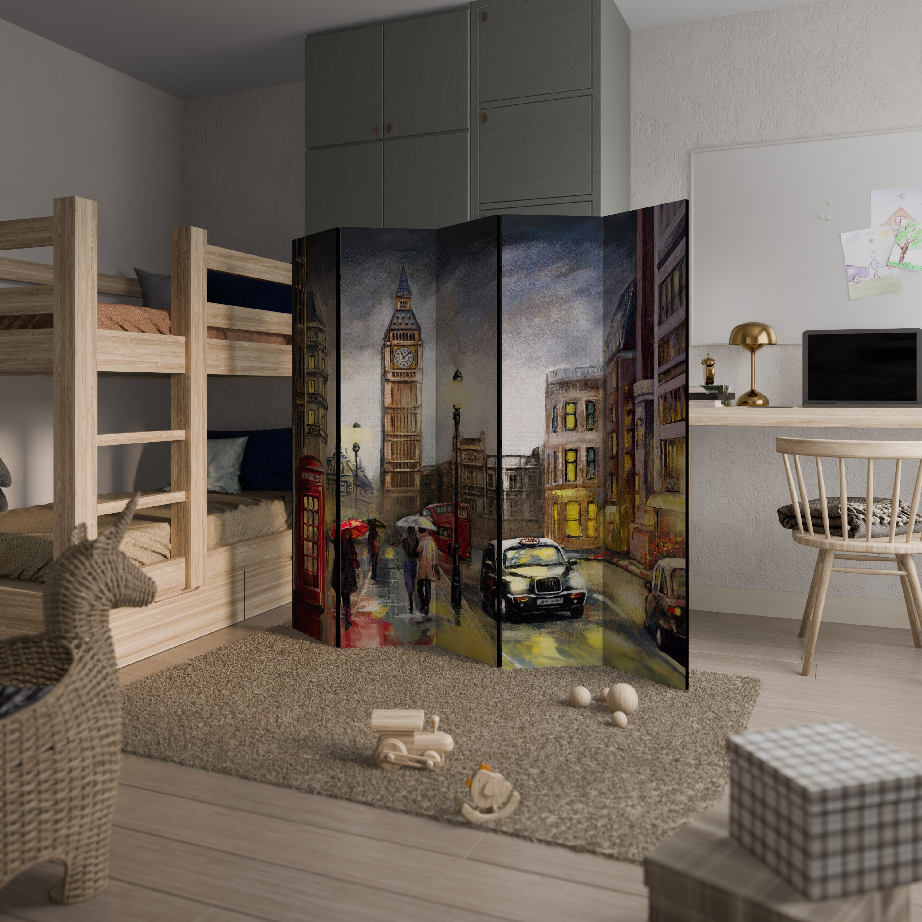 LONDON'S TIMELESS VIBES Decorative 5-Panel Room Divider