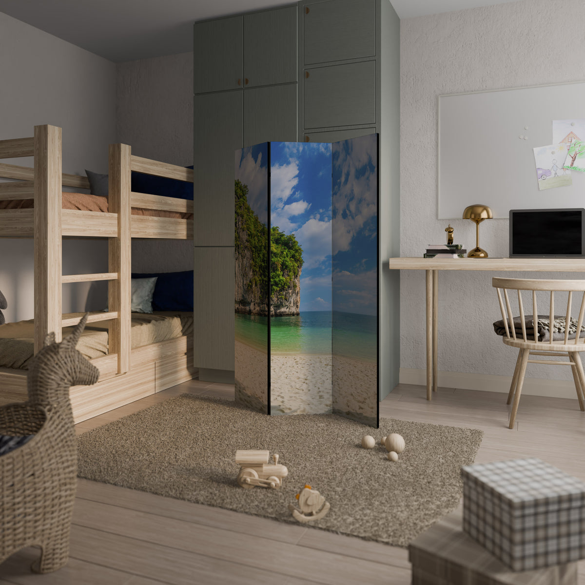 SUN-KISSED HAVEN Biombo de 3 paneles