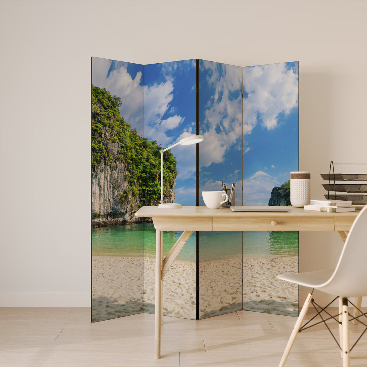 SUN-KISSED HAVEN Biombo de 4 paneles