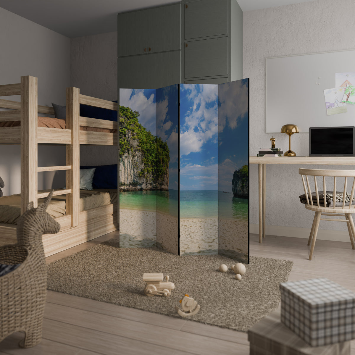 SUN-KISSED HAVEN Biombo de 4 paneles