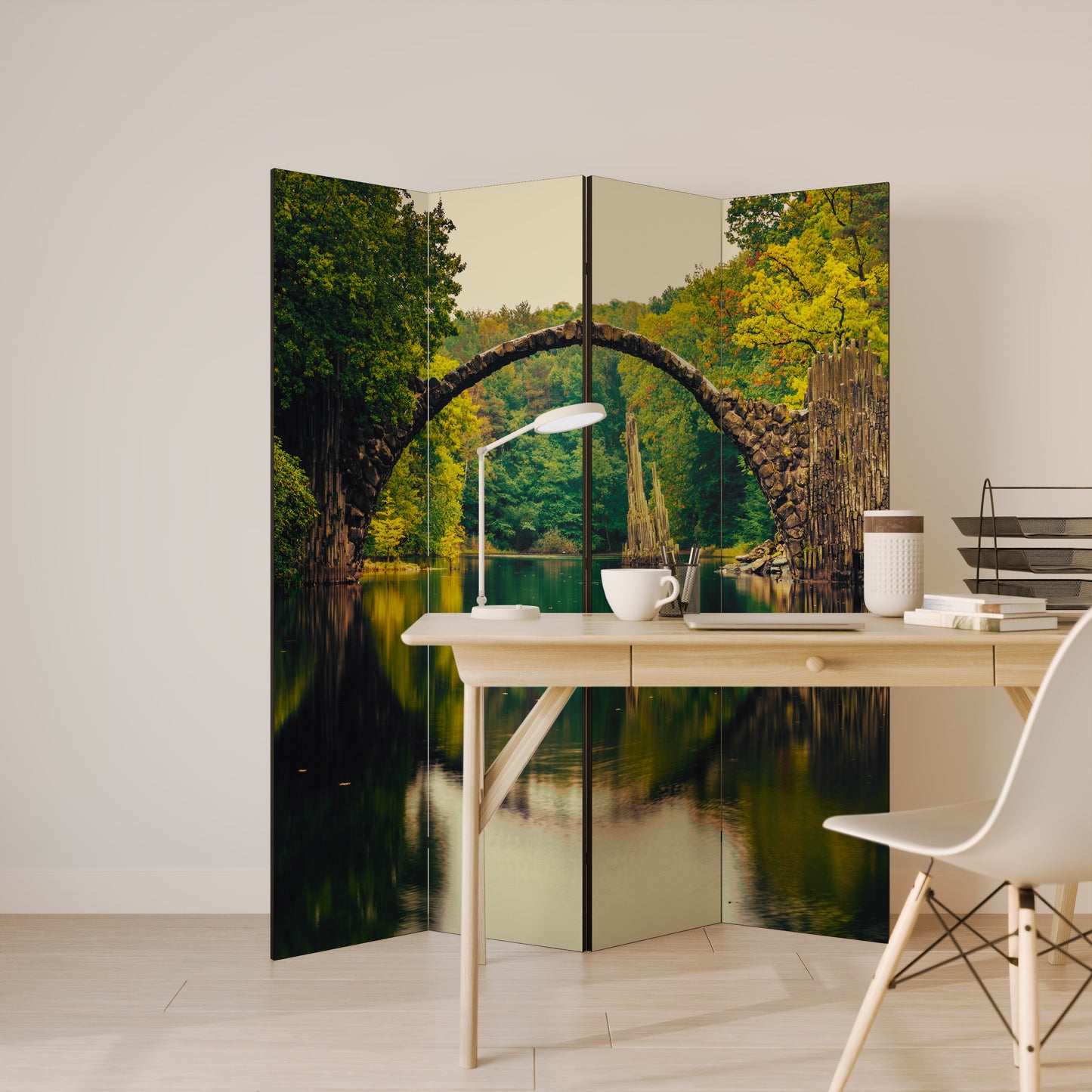SERENE REFLECTIONS REALM Biombo de 4 paneles