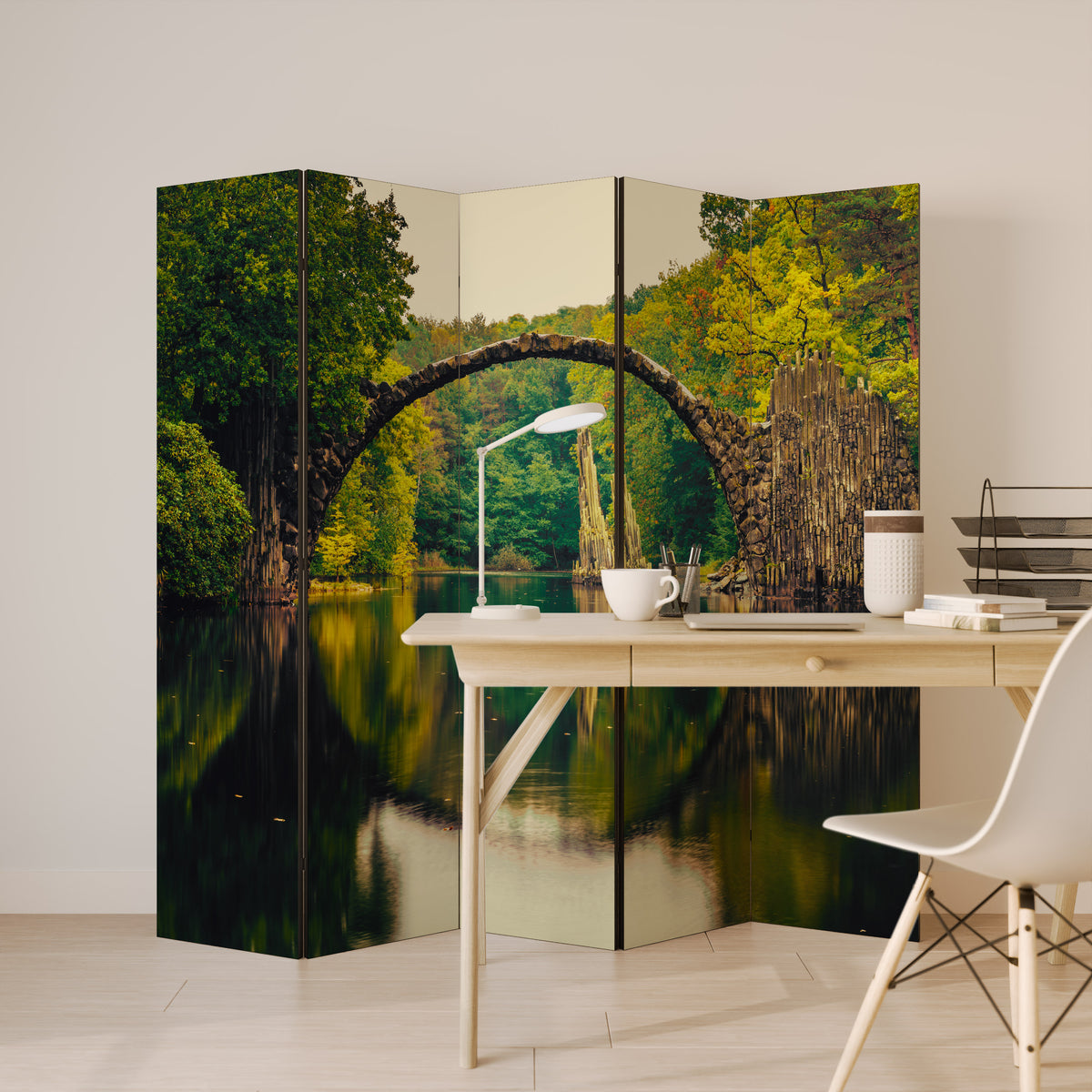 SERENE REFLECTIONS REALM Biombo de 5 paneles