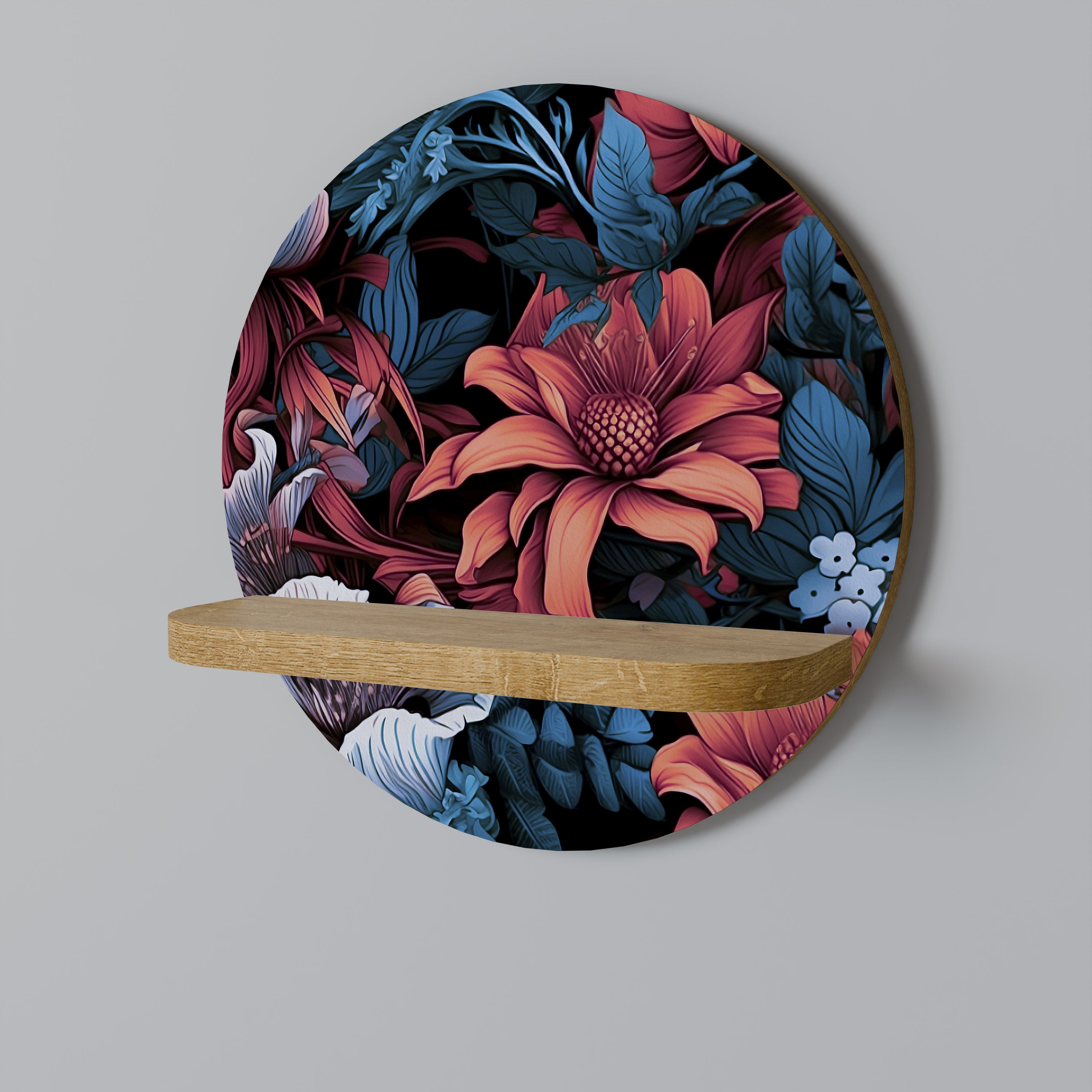 Estantería artística redonda FLOURISH FANTASY con efecto roble