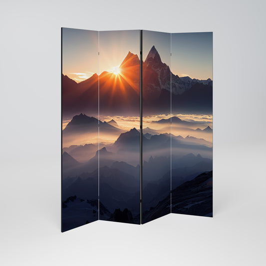 MOUNTAINS AT DAWN Biombo de 4 paneles